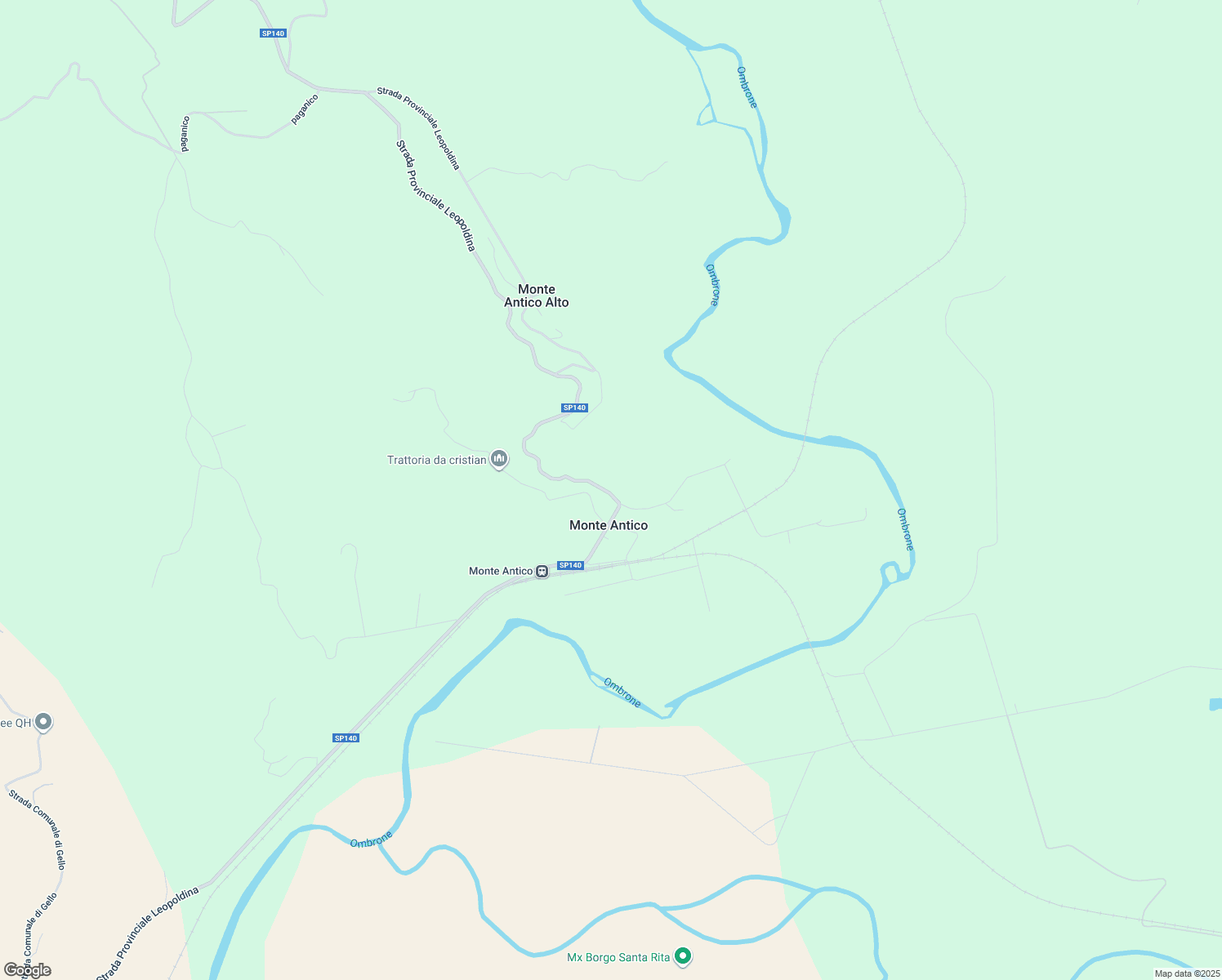 map of restaurants, bars, coffee shops, grocery stores, and more near 24 Strada Provinciale Leopoldina in Monte Antico