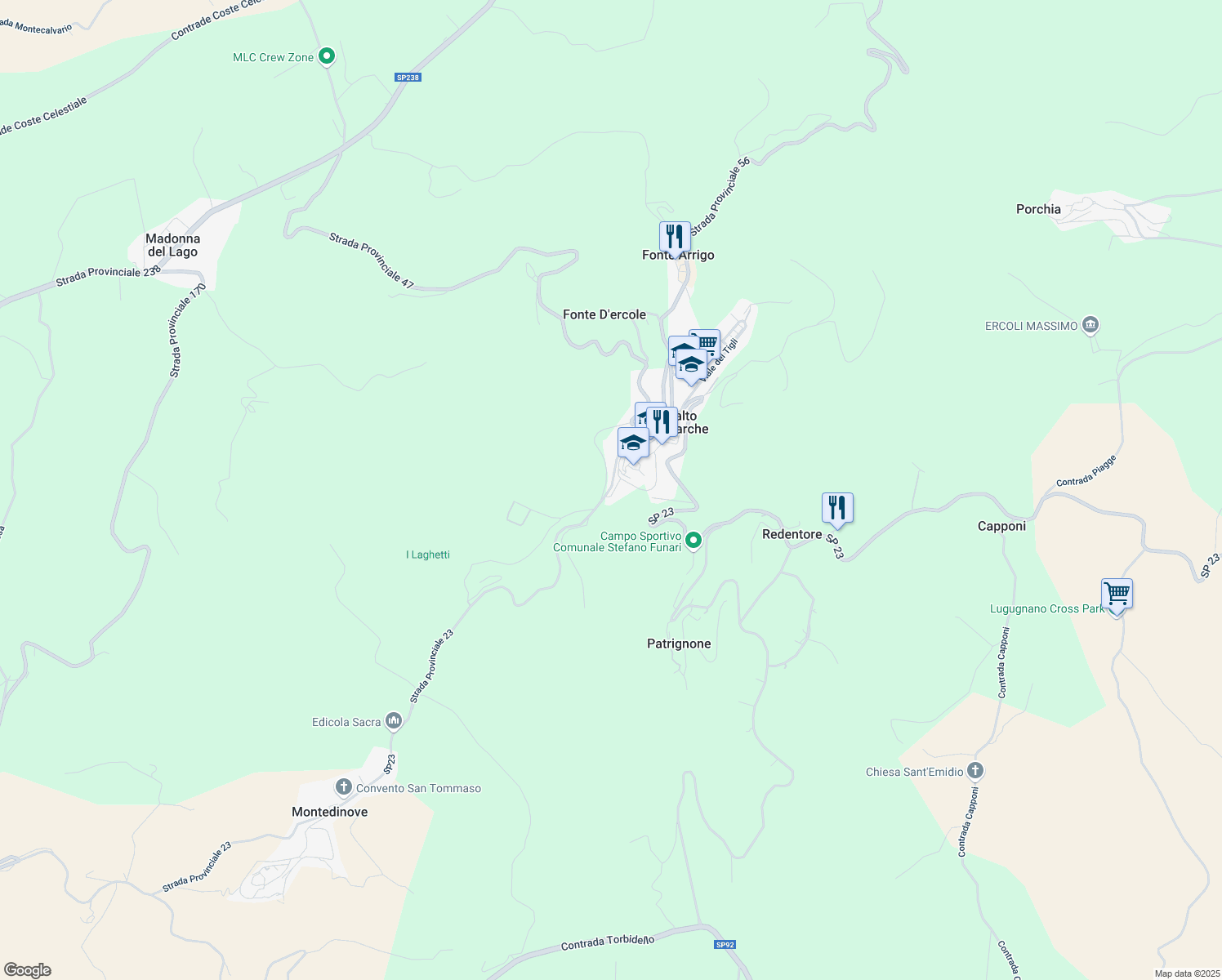 map of restaurants, bars, coffee shops, grocery stores, and more near 15 Via San Rocco in Provincia di Ascoli Piceno