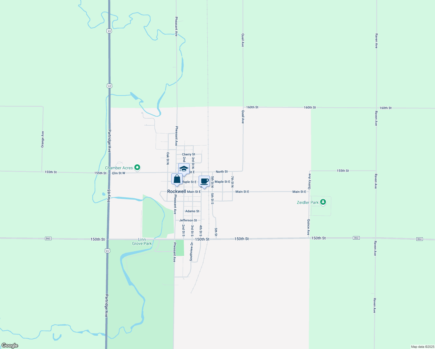 map of restaurants, bars, coffee shops, grocery stores, and more near 506 Elm Street East in Rockwell