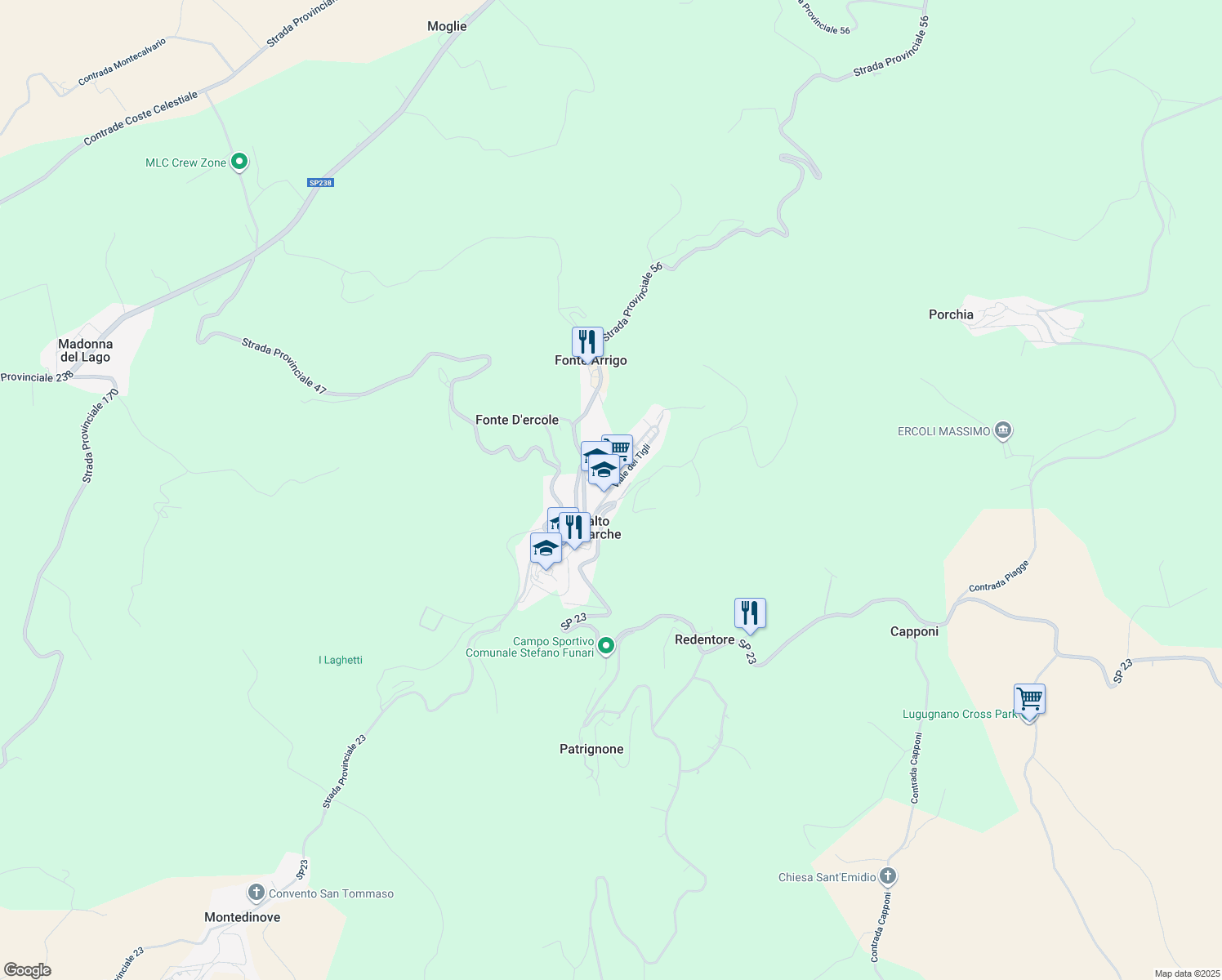 map of restaurants, bars, coffee shops, grocery stores, and more near Via Lottizzazione Colle in Montalto delle Marche