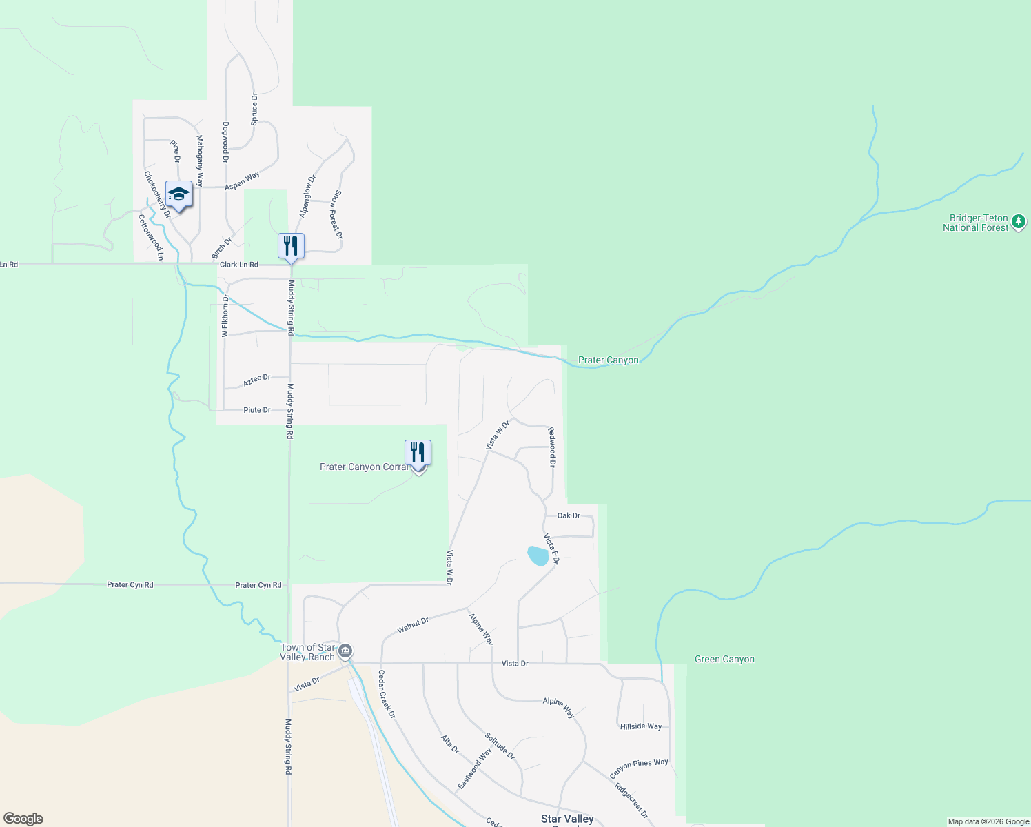 map of restaurants, bars, coffee shops, grocery stores, and more near 1037-1107 Vista W Dr in Star Valley Ranch