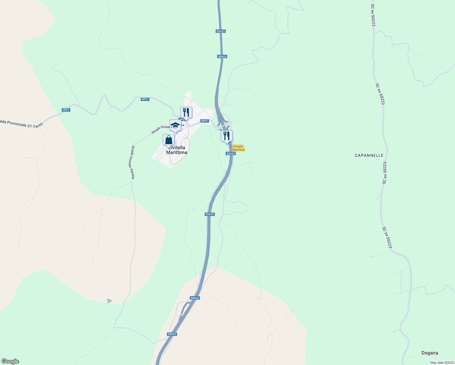 map of restaurants, bars, coffee shops, grocery stores, and more near 5 Località I Poderi in Provincia di Grosseto