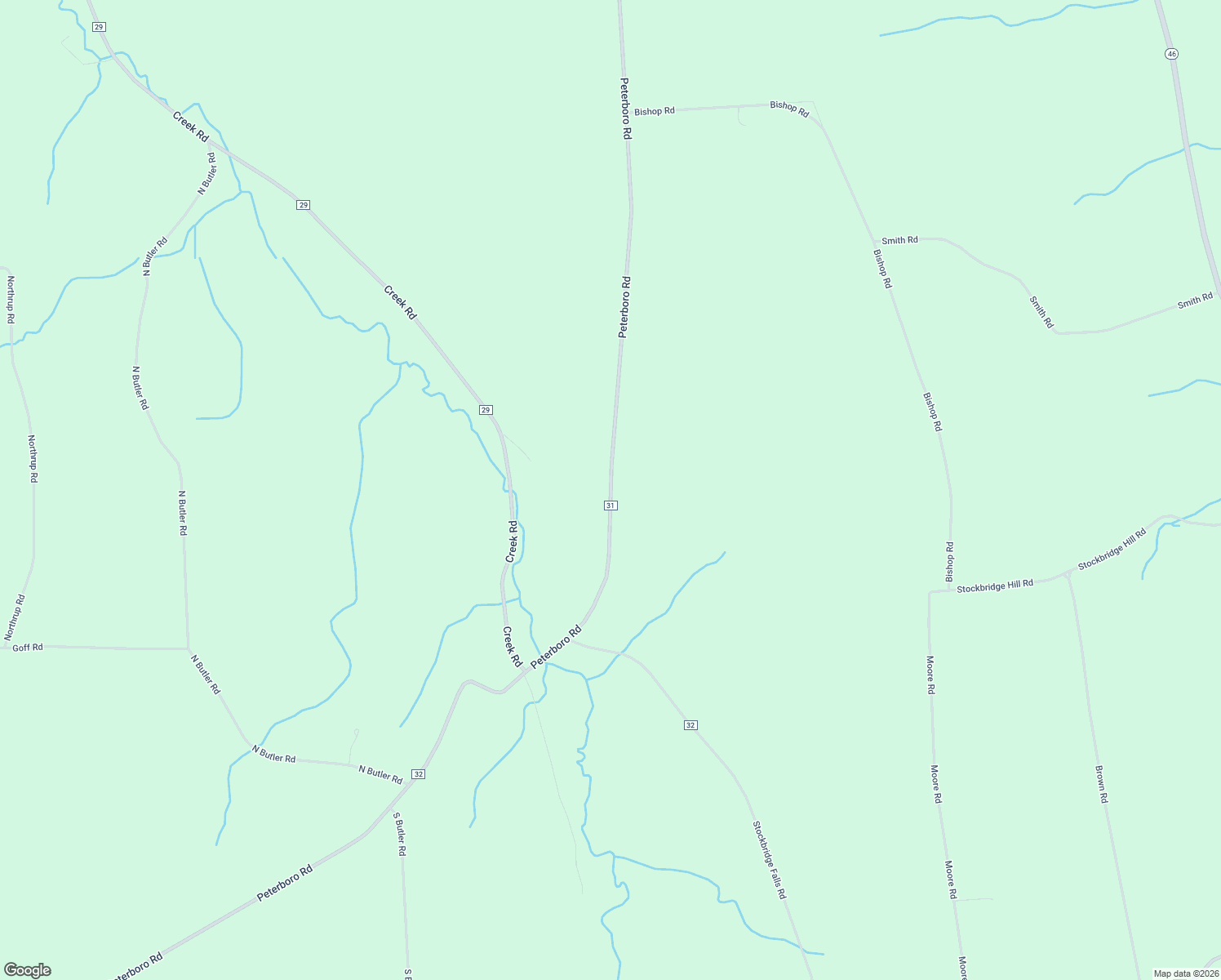 map of restaurants, bars, coffee shops, grocery stores, and more near Peterboro Road in Munnsville