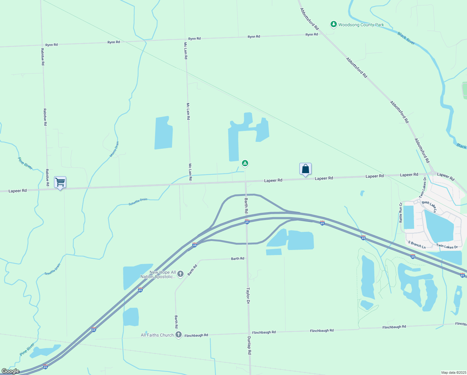 map of restaurants, bars, coffee shops, grocery stores, and more near 6369 Lapeer Road in Smiths Creek