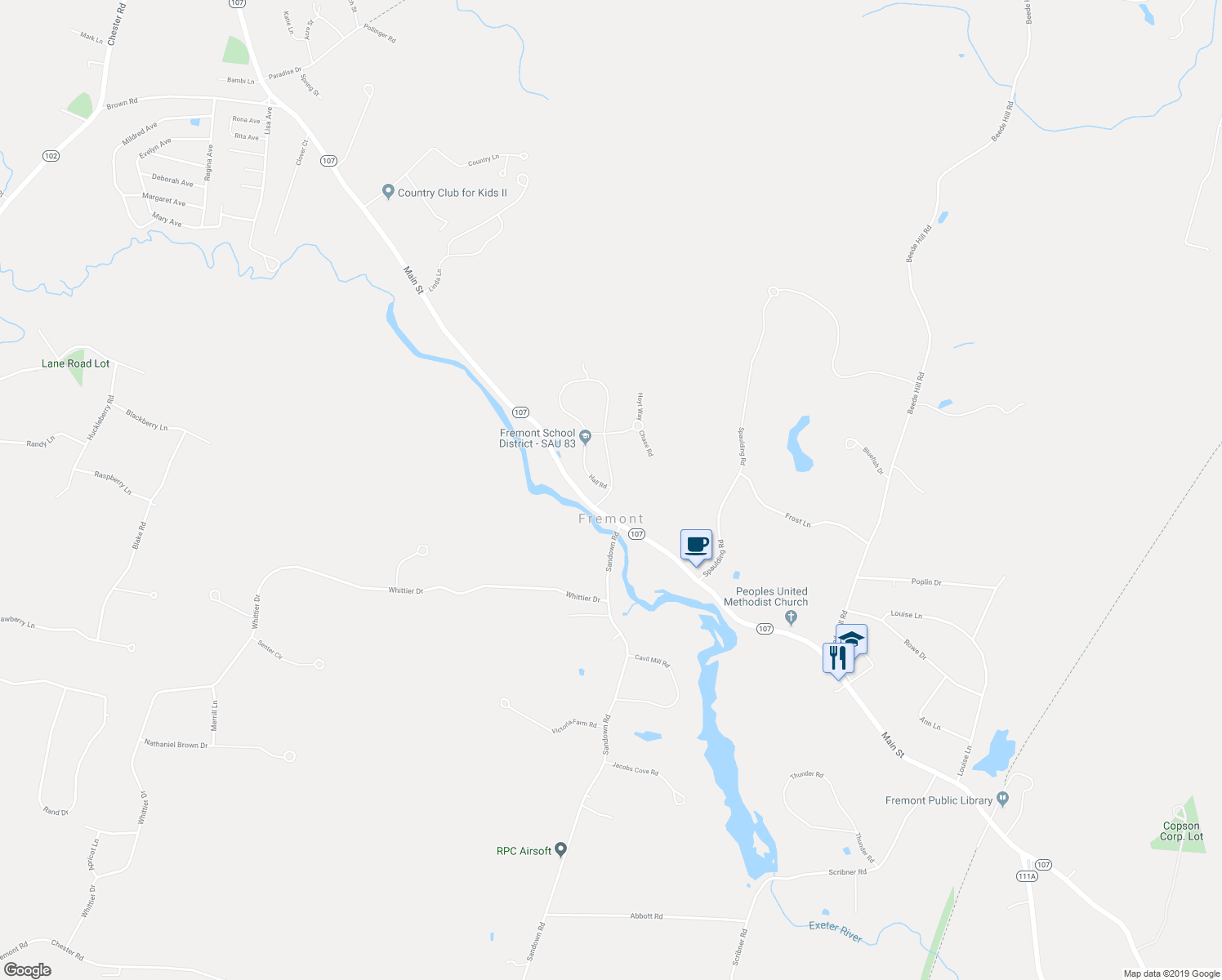 map of restaurants, bars, coffee shops, grocery stores, and more near 99 Hall Road in Fremont