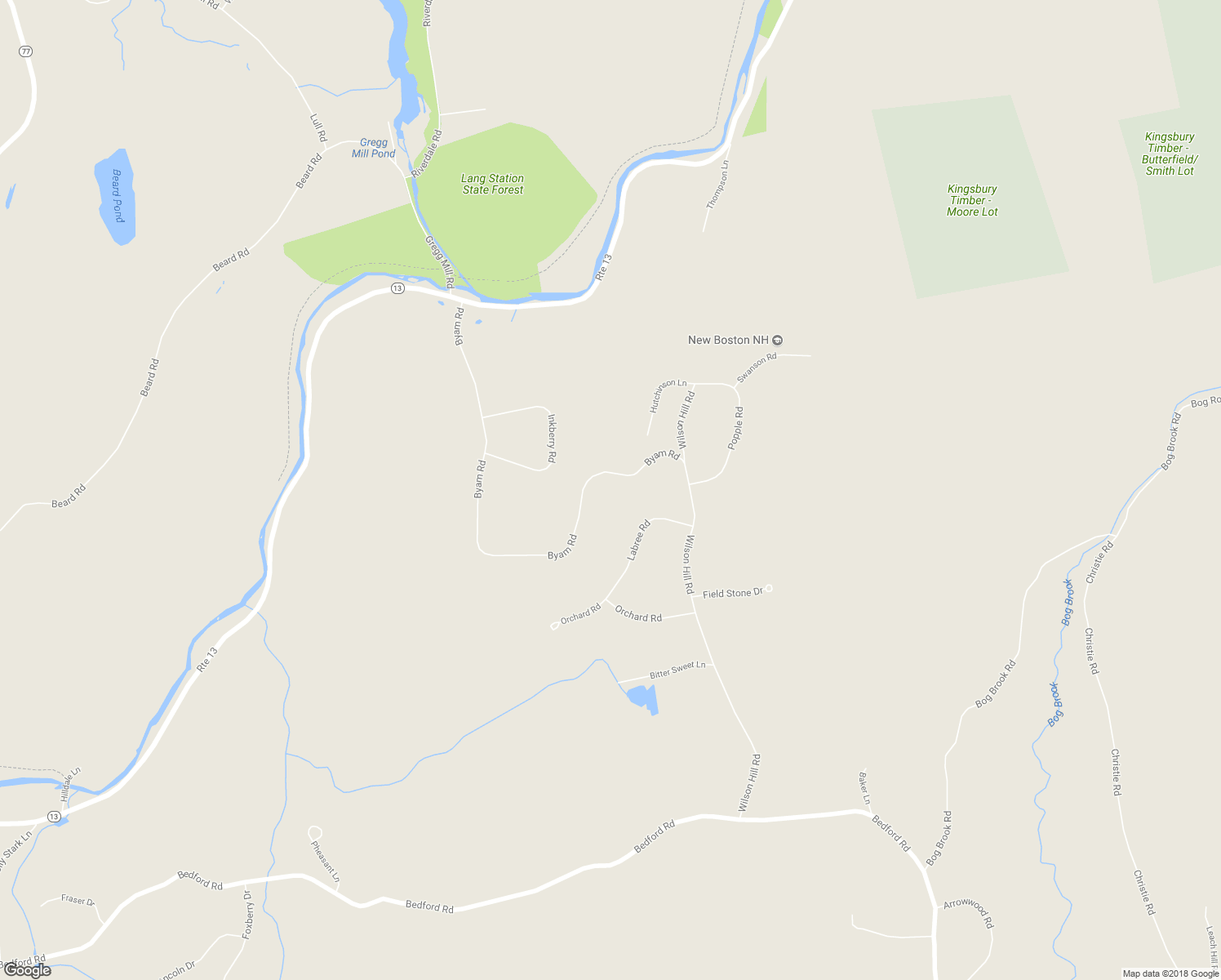 map of restaurants, bars, coffee shops, grocery stores, and more near 194 Byam Road in New Boston