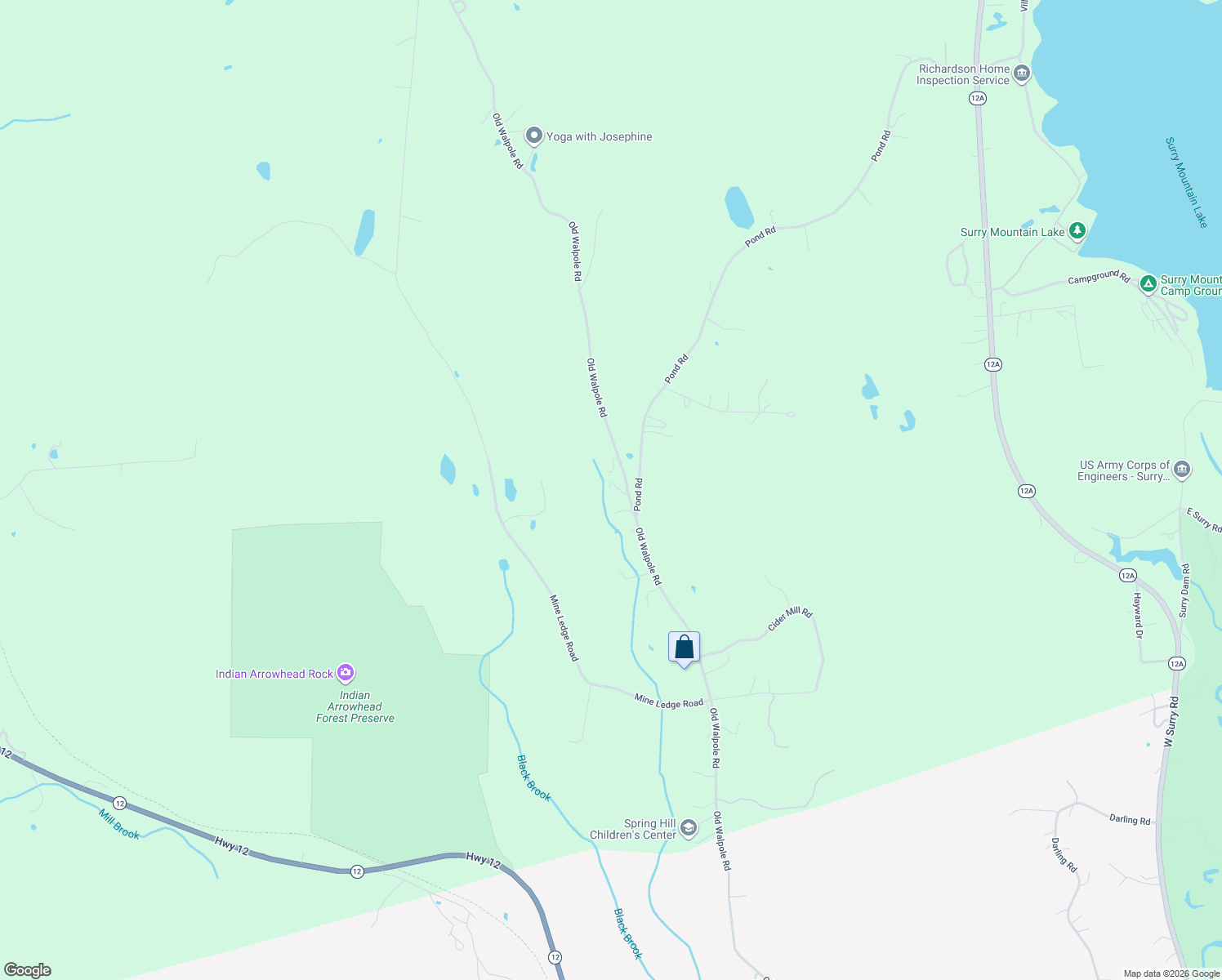 map of restaurants, bars, coffee shops, grocery stores, and more near 692 Old Walpole Road in Surry