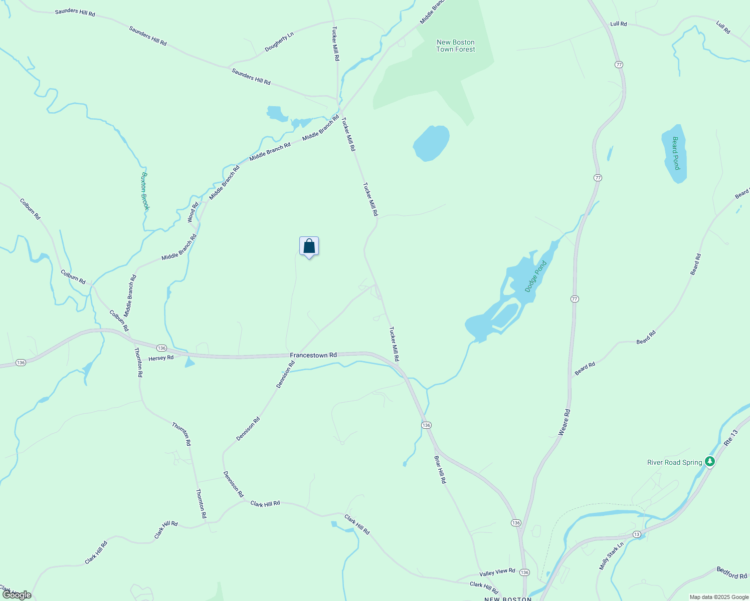map of restaurants, bars, coffee shops, grocery stores, and more near 70 Pine Echo Road in New Boston