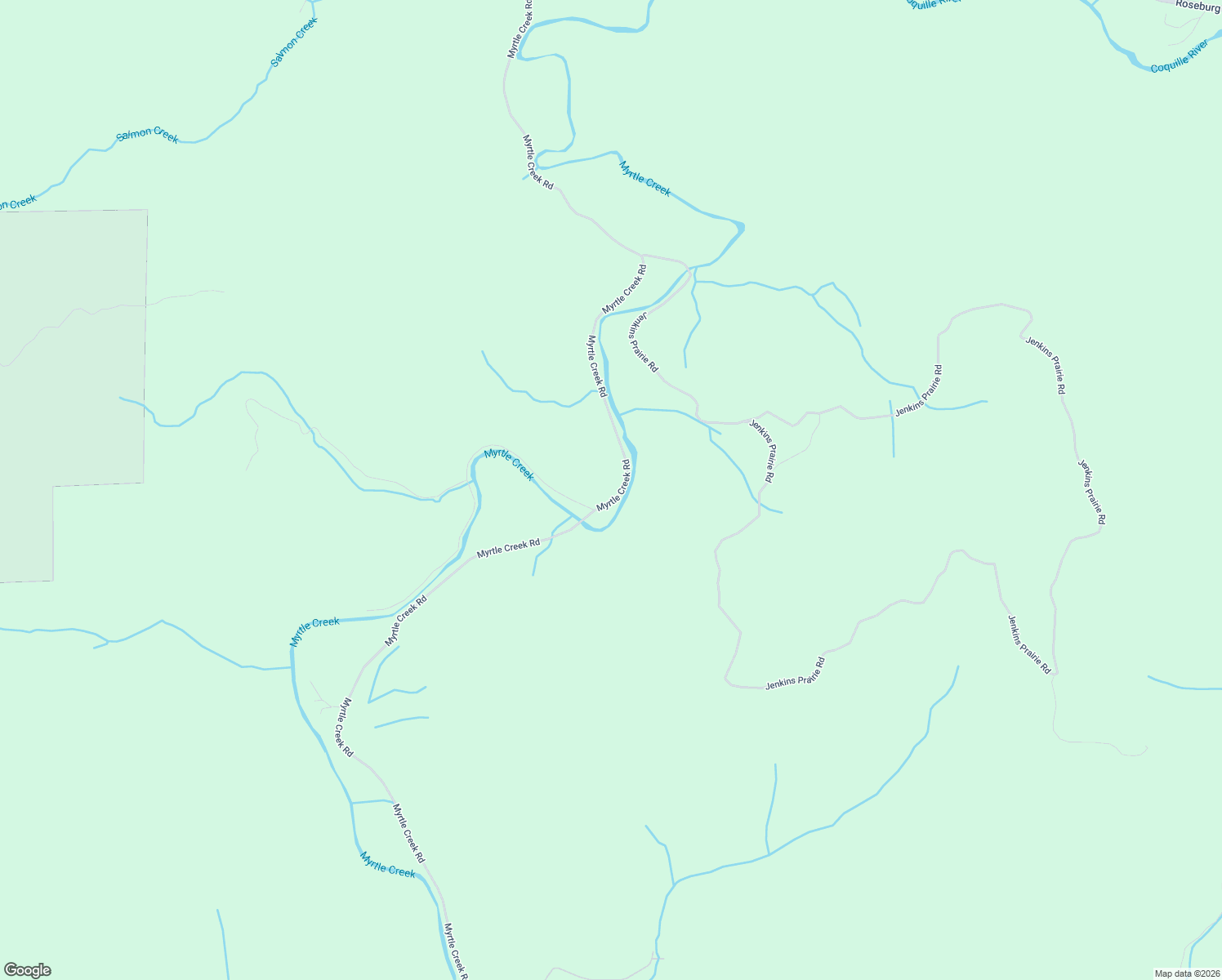 map of restaurants, bars, coffee shops, grocery stores, and more near 50156 Myrtle Creek Road in Myrtle Point