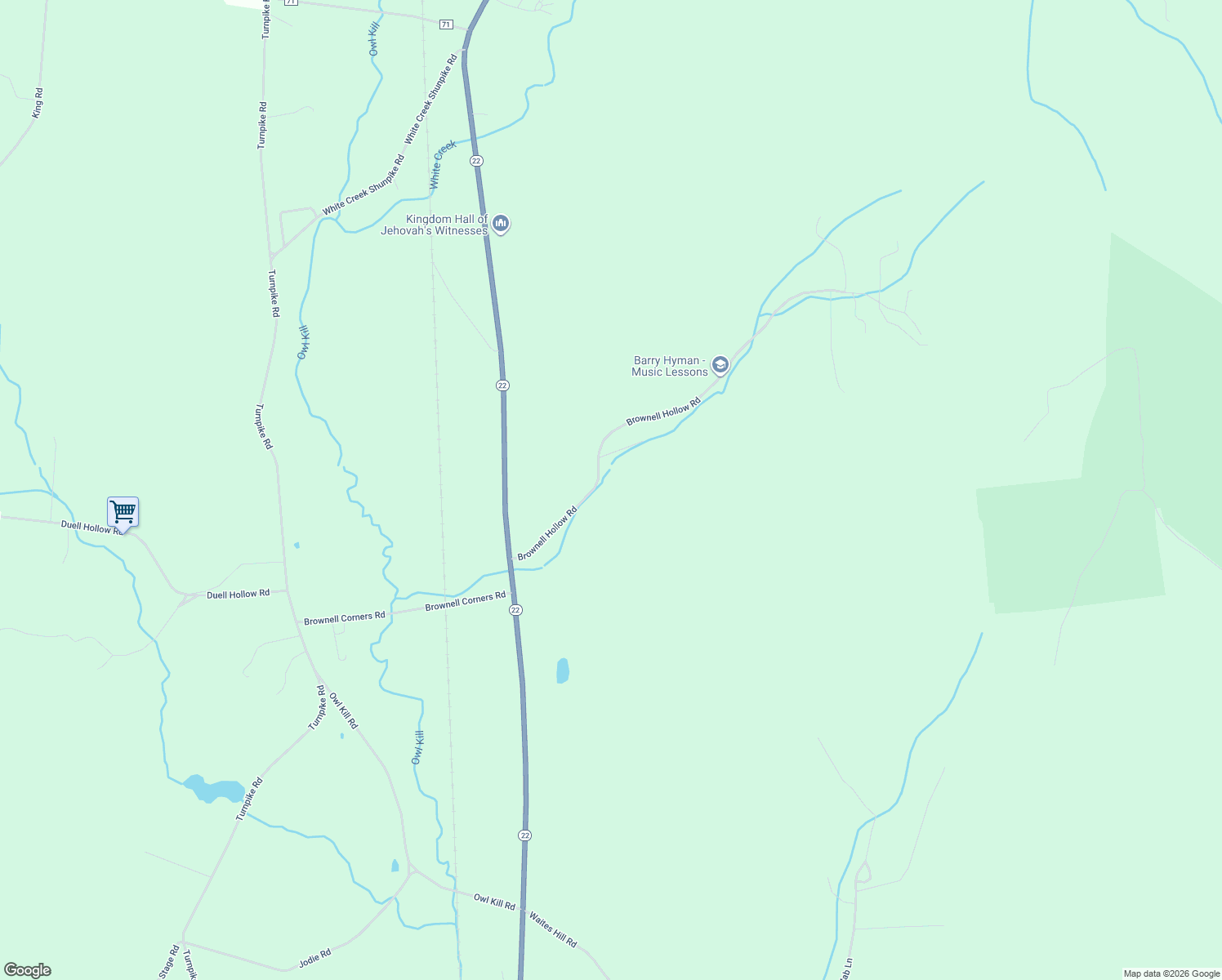 map of restaurants, bars, coffee shops, grocery stores, and more near 66 Brownell Hollow Road in Eagle Bridge