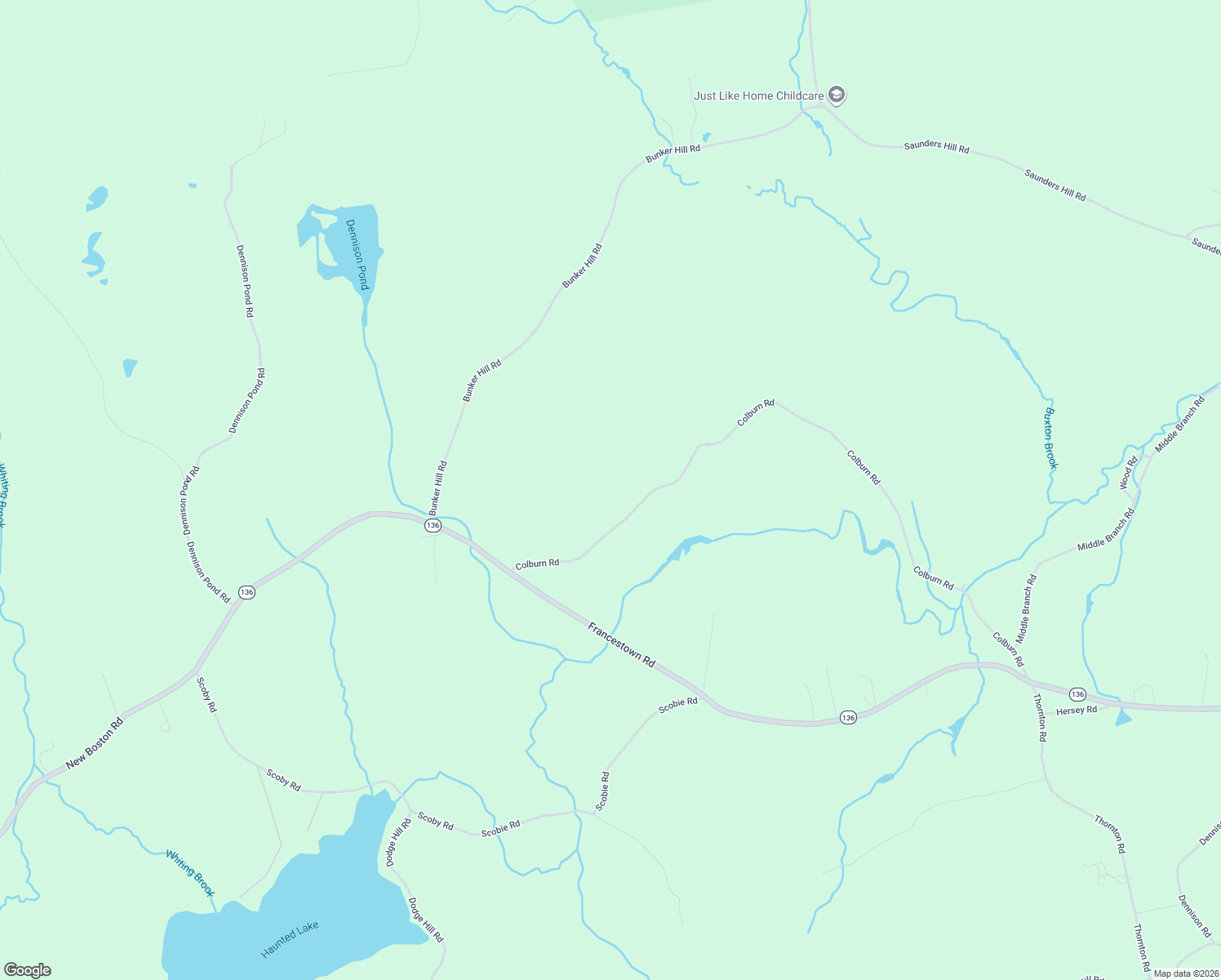map of restaurants, bars, coffee shops, grocery stores, and more near 280 West Colburn Road in New Boston