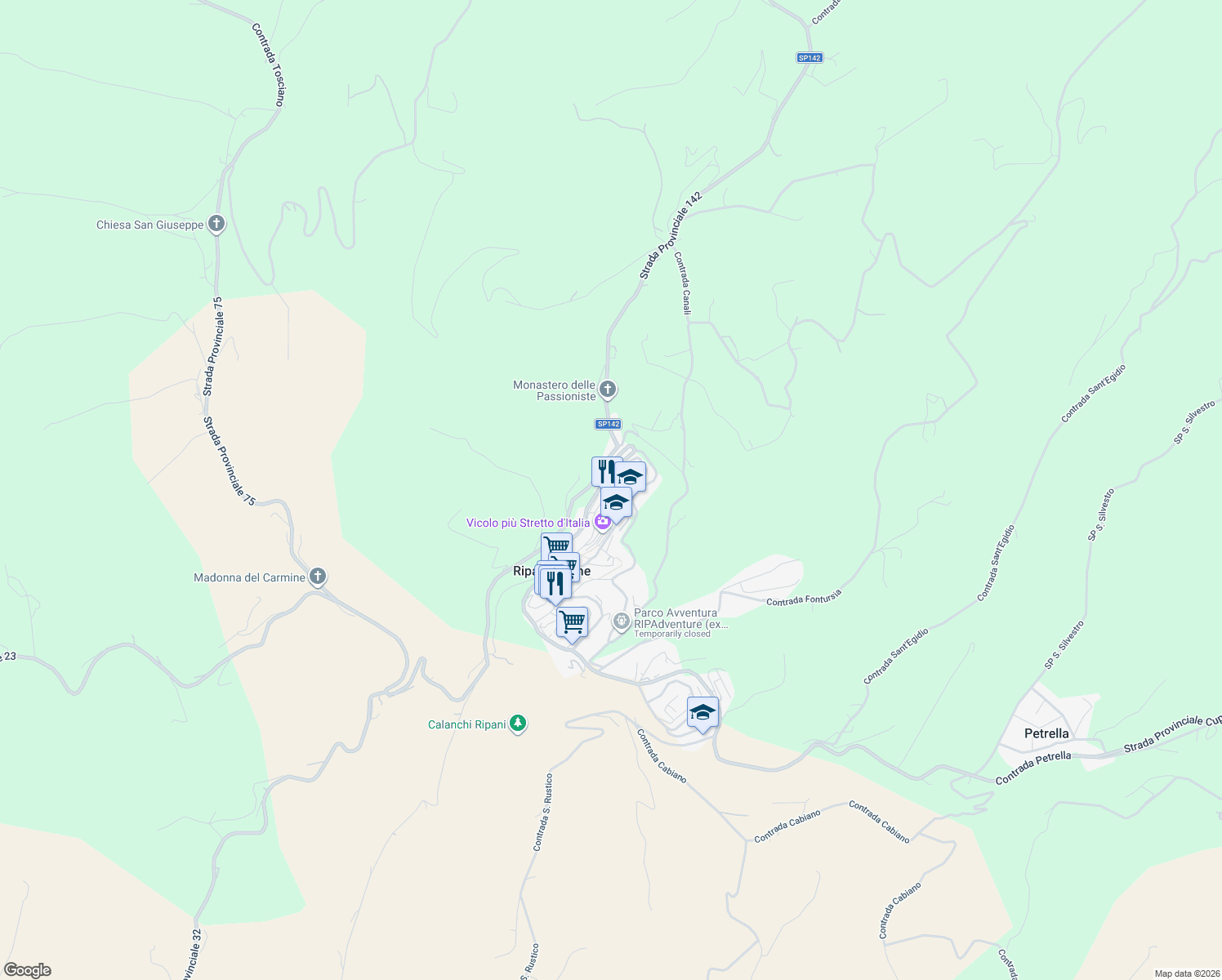map of restaurants, bars, coffee shops, grocery stores, and more near 11 Via N. Tomassini in Ripatransone