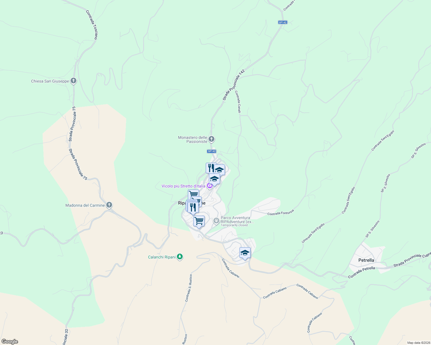 map of restaurants, bars, coffee shops, grocery stores, and more near 11 Via N. Tomassini in Ripatransone
