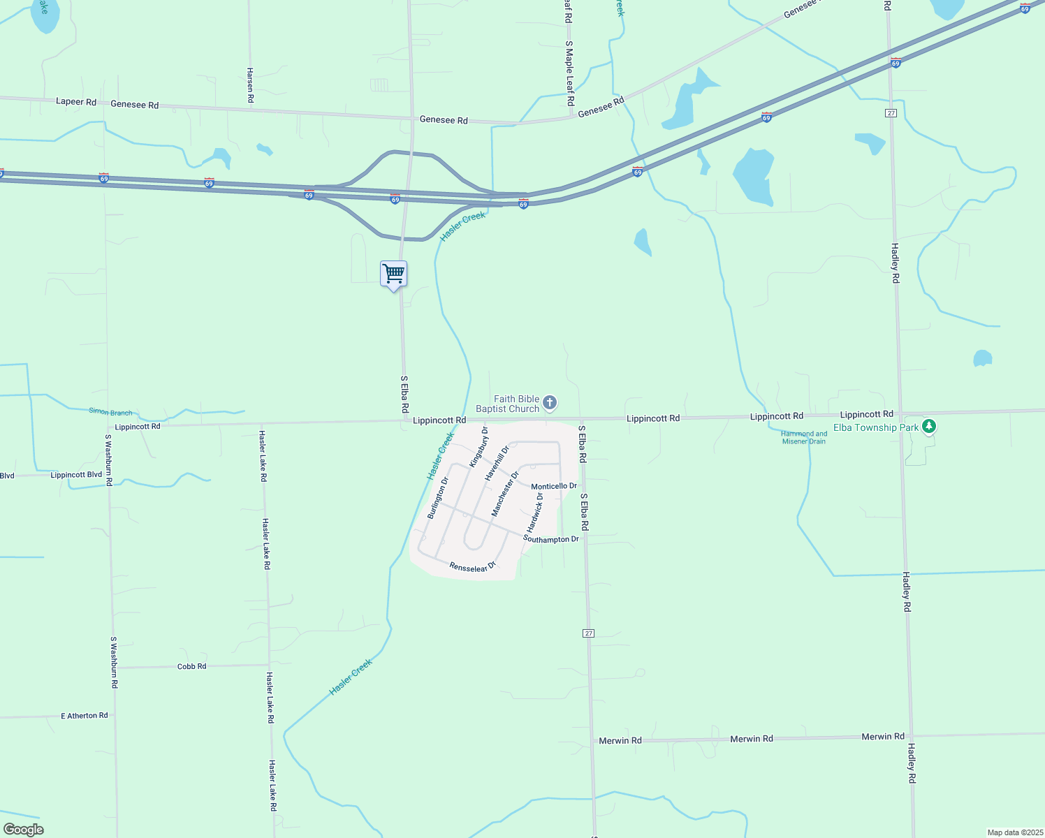 map of restaurants, bars, coffee shops, grocery stores, and more near 5355 Lippincott Road in Lapeer