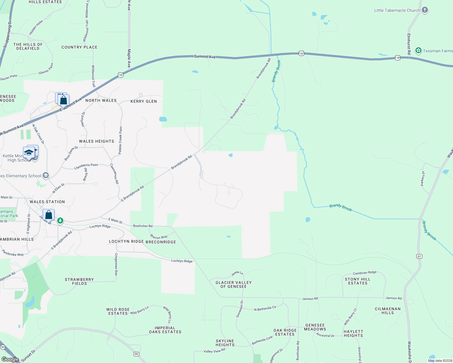 map of restaurants, bars, coffee shops, grocery stores, and more near 105 Legend Way in Wales
