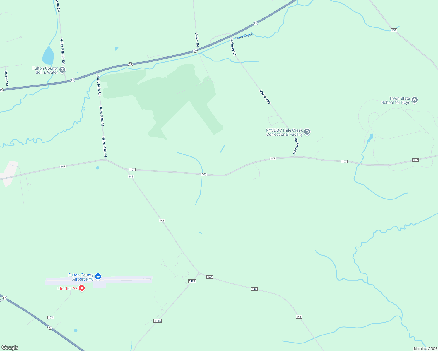 map of restaurants, bars, coffee shops, grocery stores, and more near 635 County Highway 107 in Johnstown