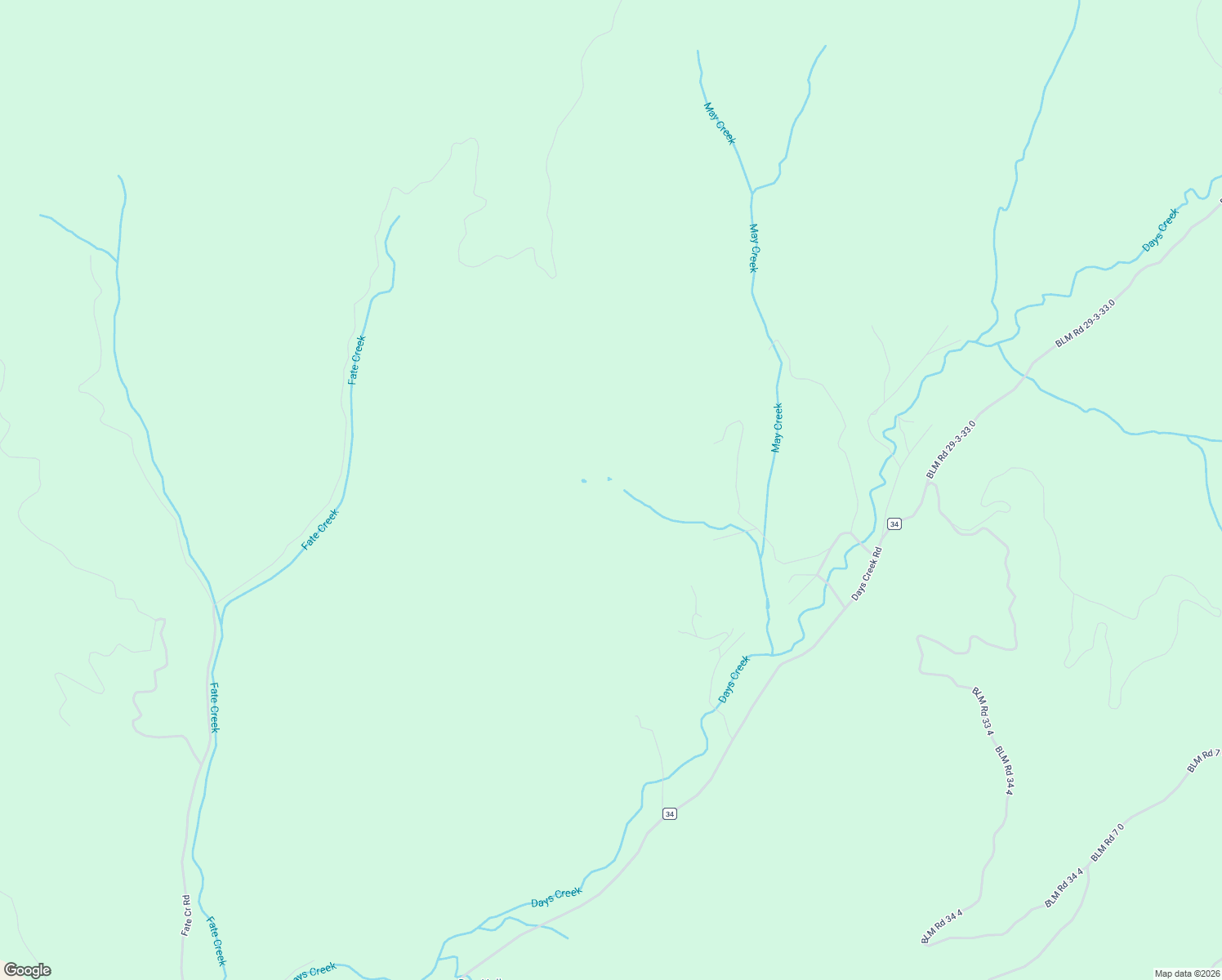 map of restaurants, bars, coffee shops, grocery stores, and more near 252 May Creek Road in Days Creek