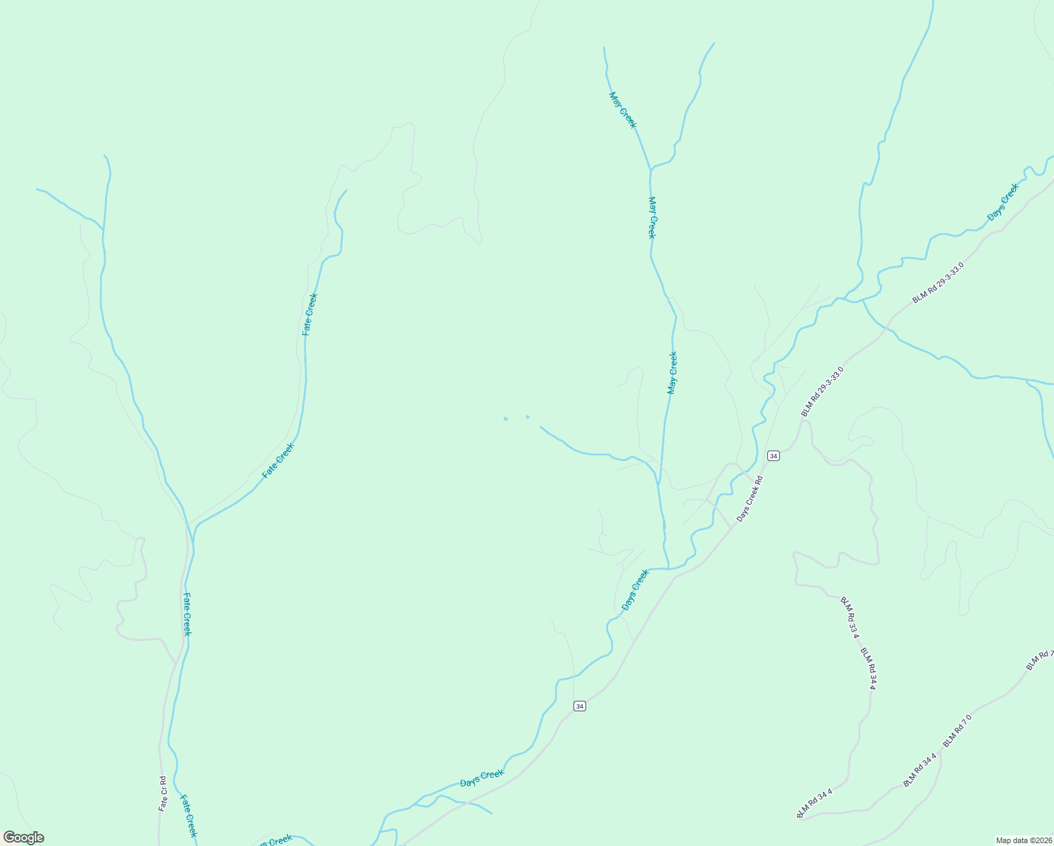 map of restaurants, bars, coffee shops, grocery stores, and more near 252 May Creek Road in Days Creek