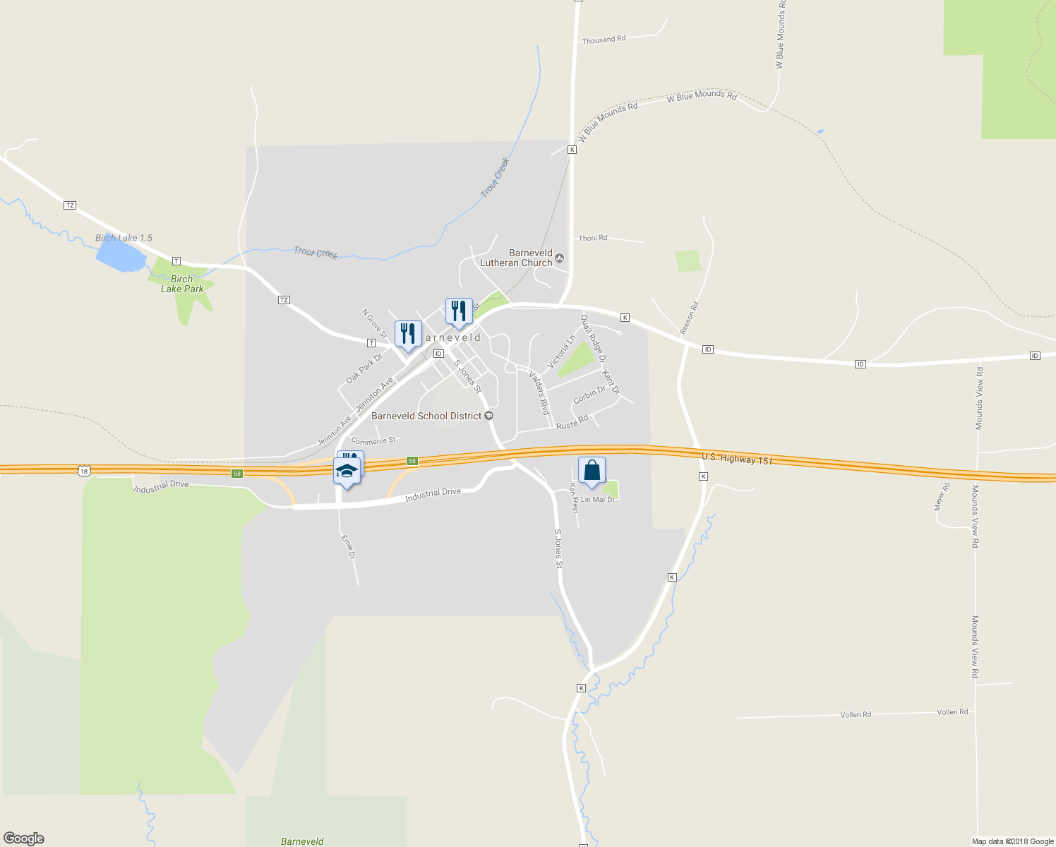 map of restaurants, bars, coffee shops, grocery stores, and more near 103 Ruste Road in Barneveld