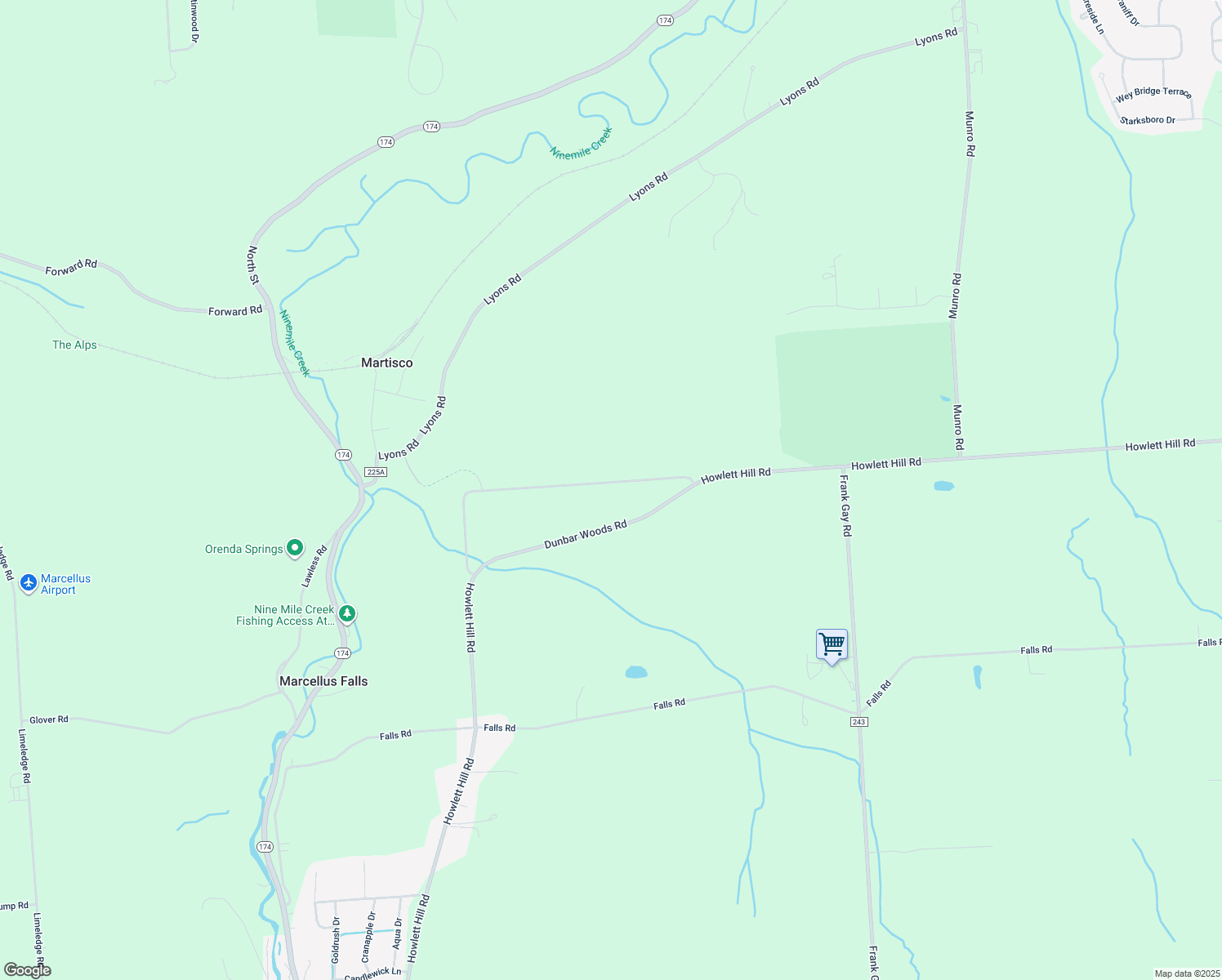 map of restaurants, bars, coffee shops, grocery stores, and more near 2690 Howlett Hill Rd in Marcellus
