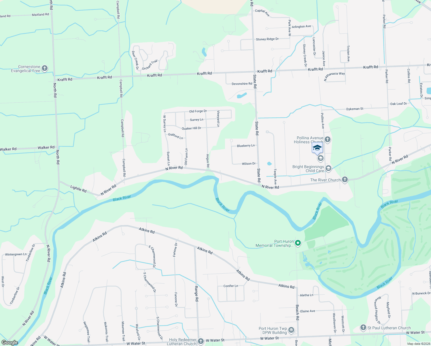 map of restaurants, bars, coffee shops, grocery stores, and more near 4167 North River Road in Fort Gratiot Township