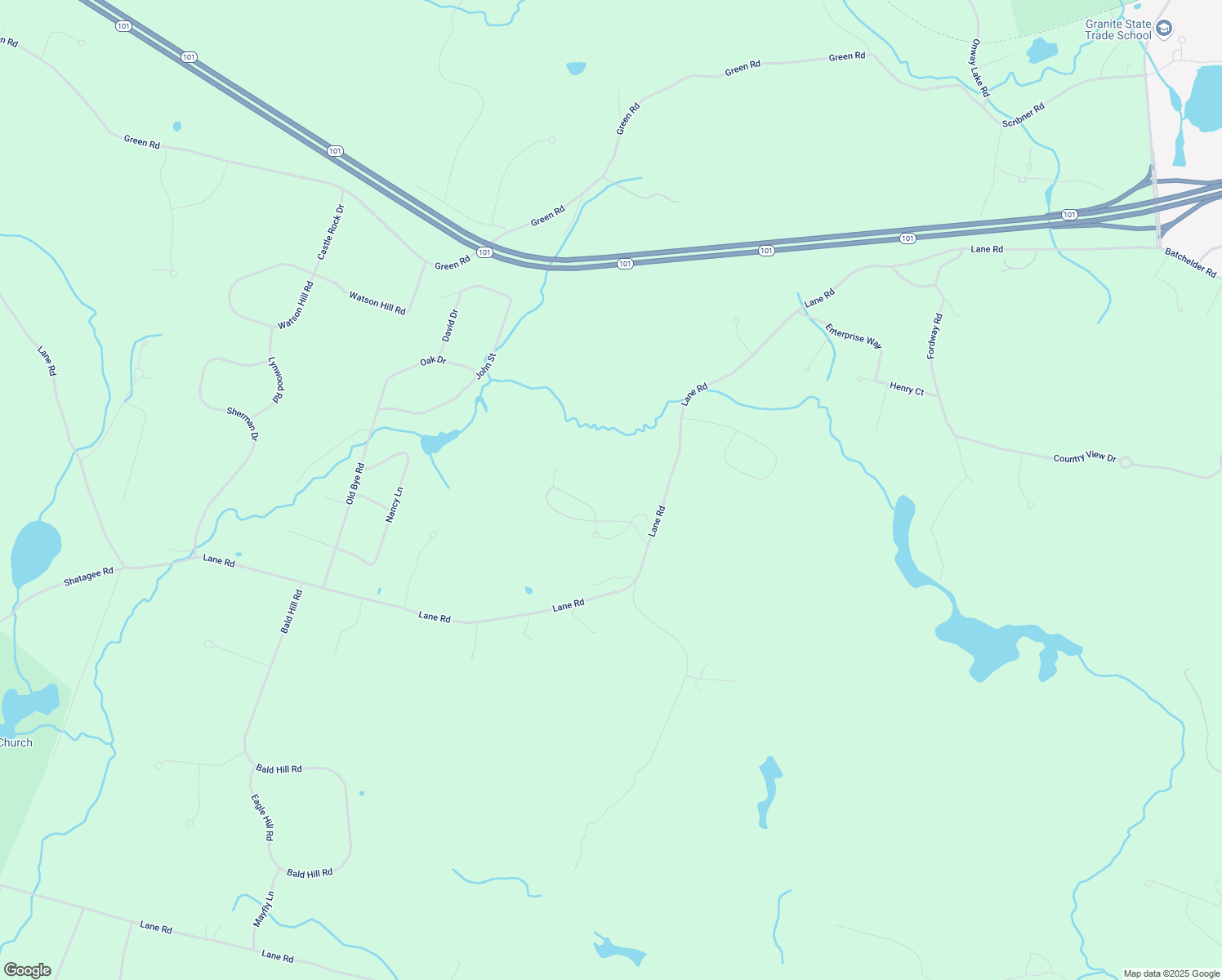 map of restaurants, bars, coffee shops, grocery stores, and more near 61 Lane Road in Raymond
