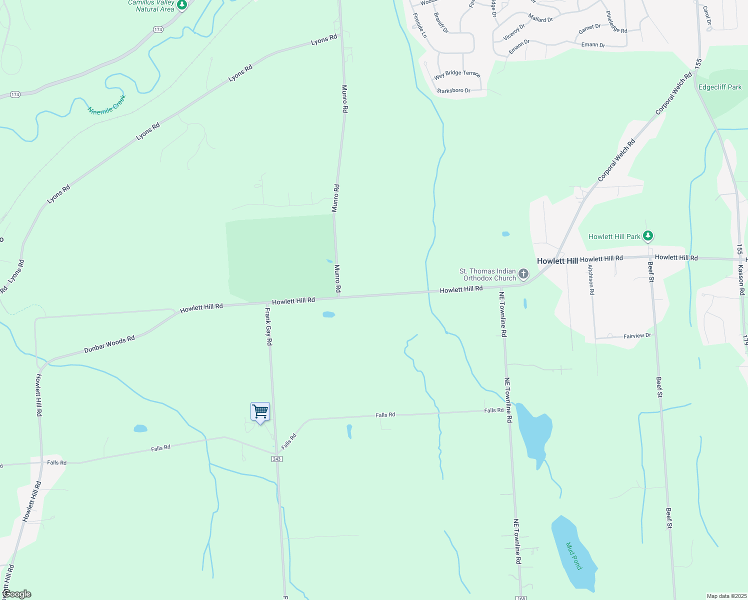 map of restaurants, bars, coffee shops, grocery stores, and more near 3010 Howlett Hill Road in Camillus
