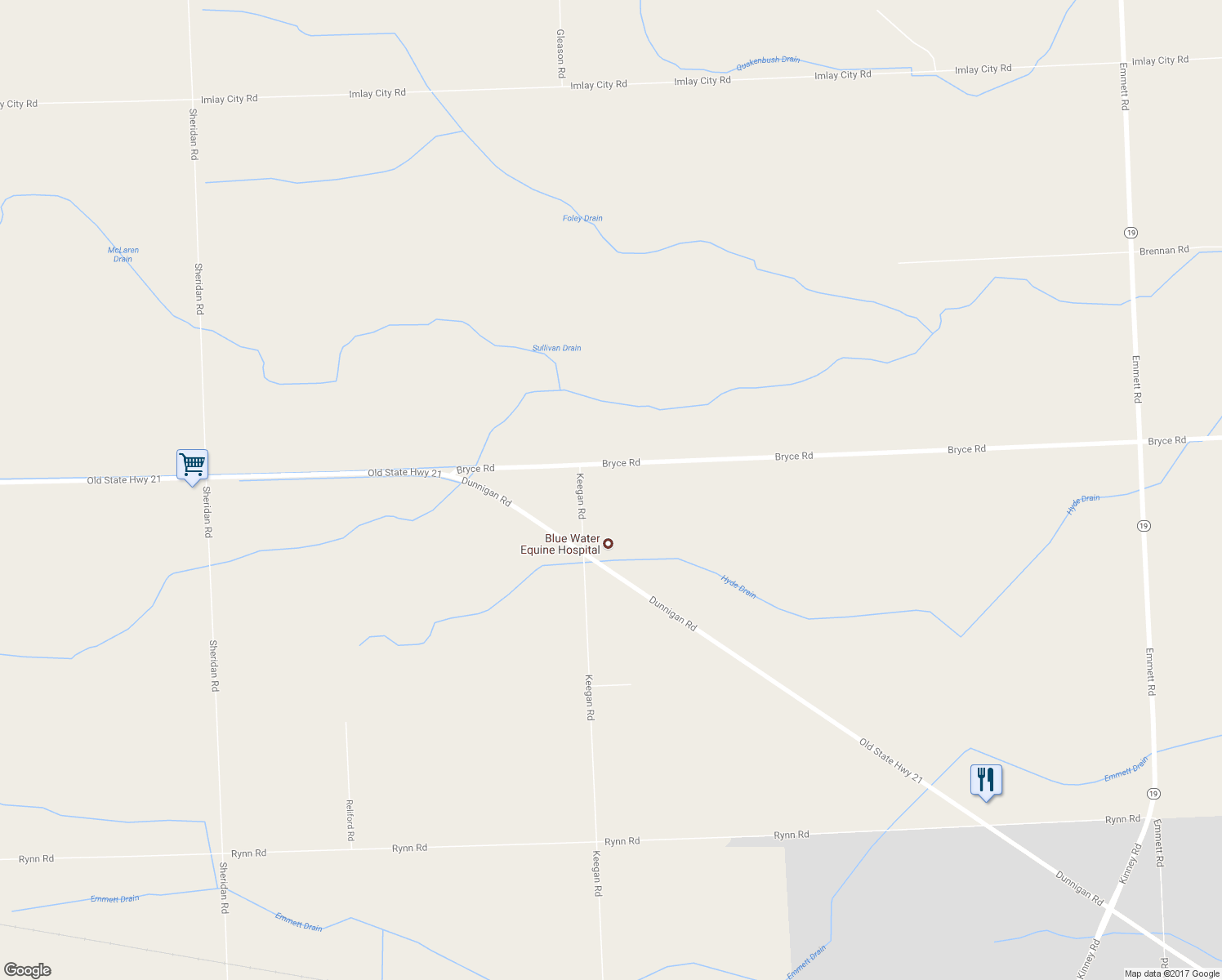 map of restaurants, bars, coffee shops, grocery stores, and more near 11463 Bryce Road in Emmett