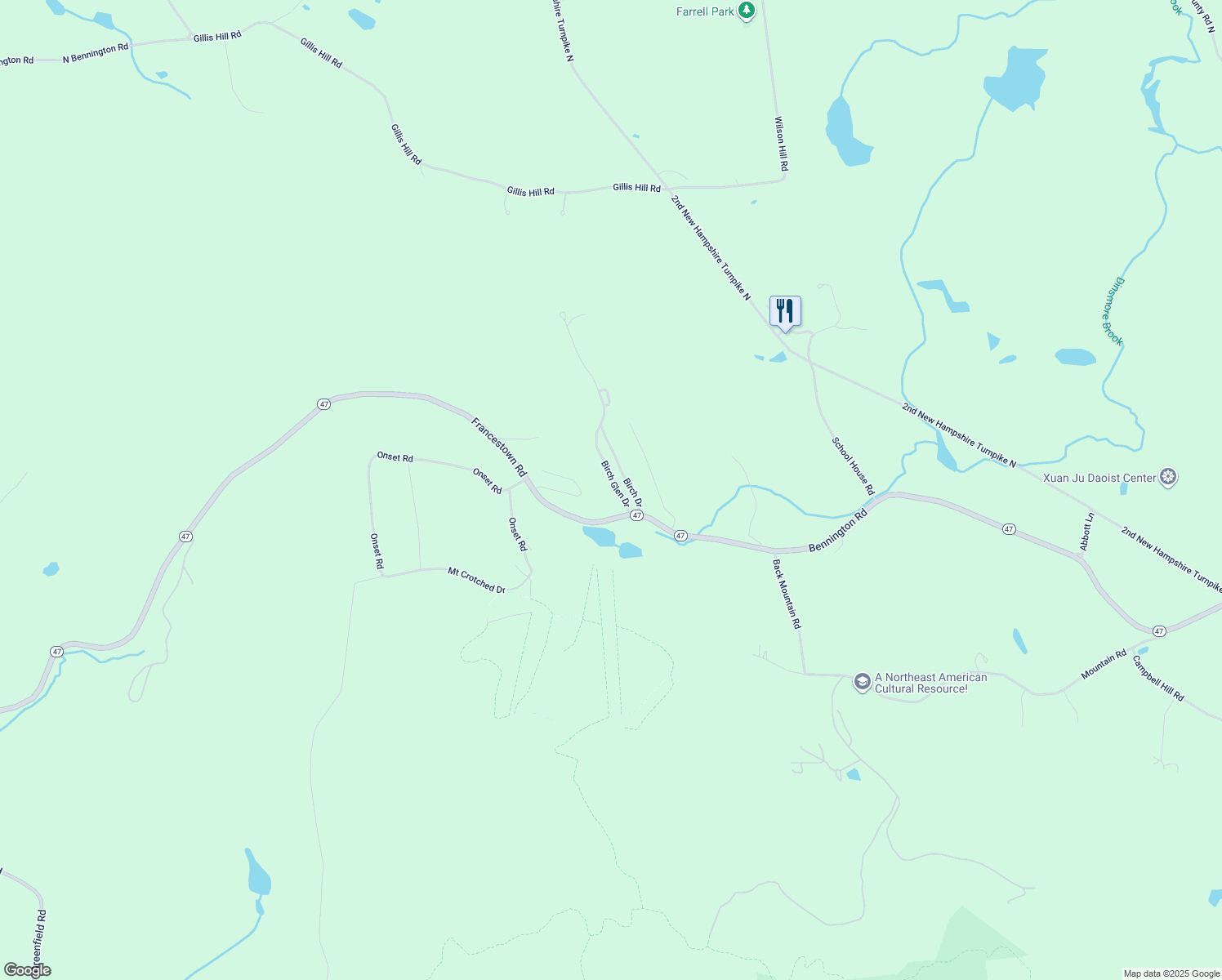 map of restaurants, bars, coffee shops, grocery stores, and more near 17 Birch Glen Drive in Bennington