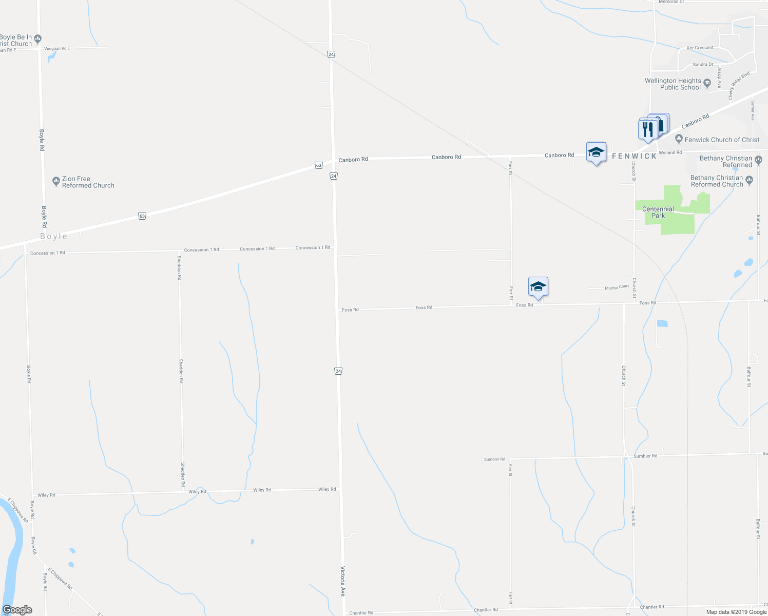 map of restaurants, bars, coffee shops, grocery stores, and more near 1005 Foss Road in Pelham