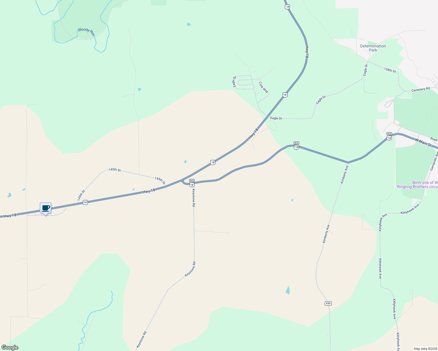 map of restaurants, bars, coffee shops, grocery stores, and more near 30157 Klein Brewery Road in McGregor
