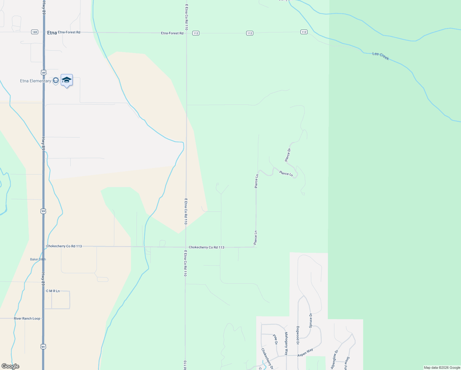 map of restaurants, bars, coffee shops, grocery stores, and more near Teala Drive in Etna