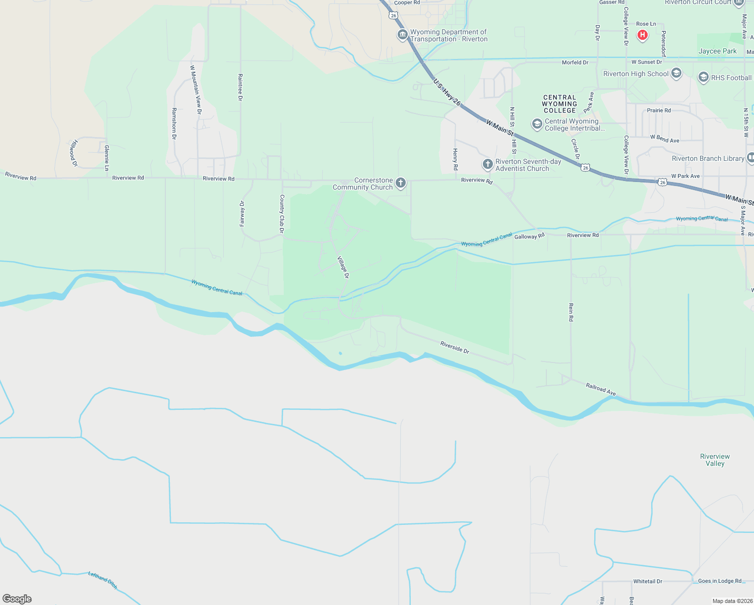 map of restaurants, bars, coffee shops, grocery stores, and more near 3914 Village Drive in Riverton
