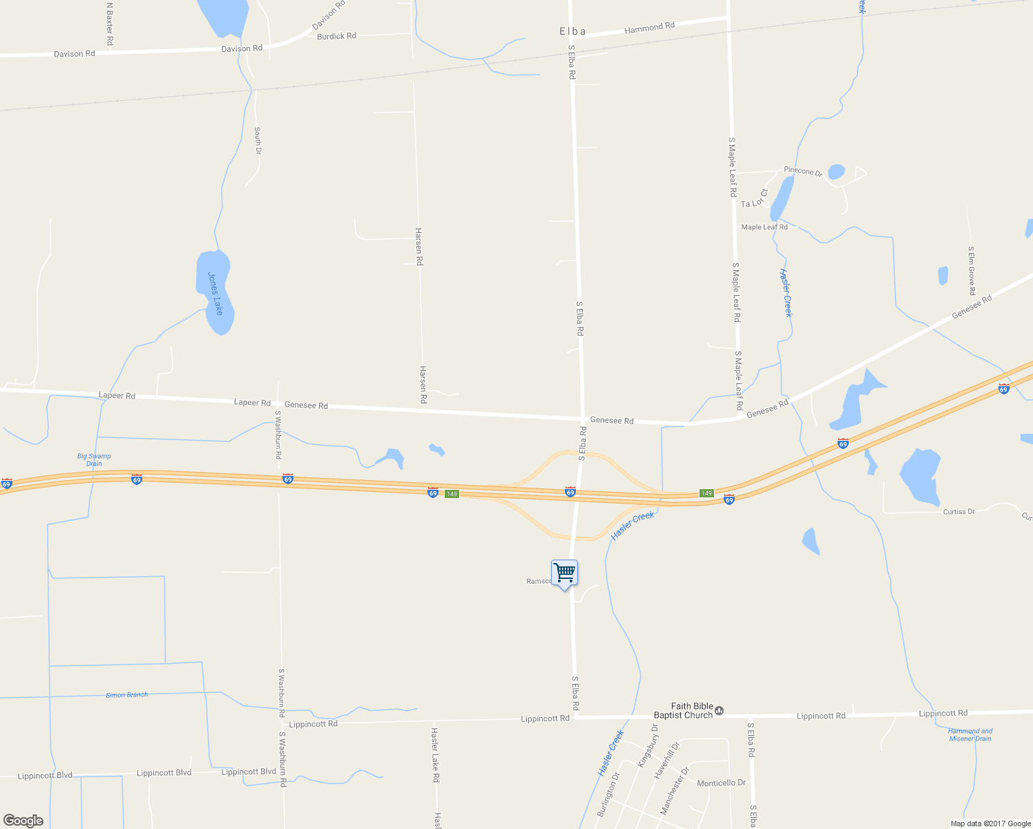 map of restaurants, bars, coffee shops, grocery stores, and more near 5604 Genesee Road in Lapeer