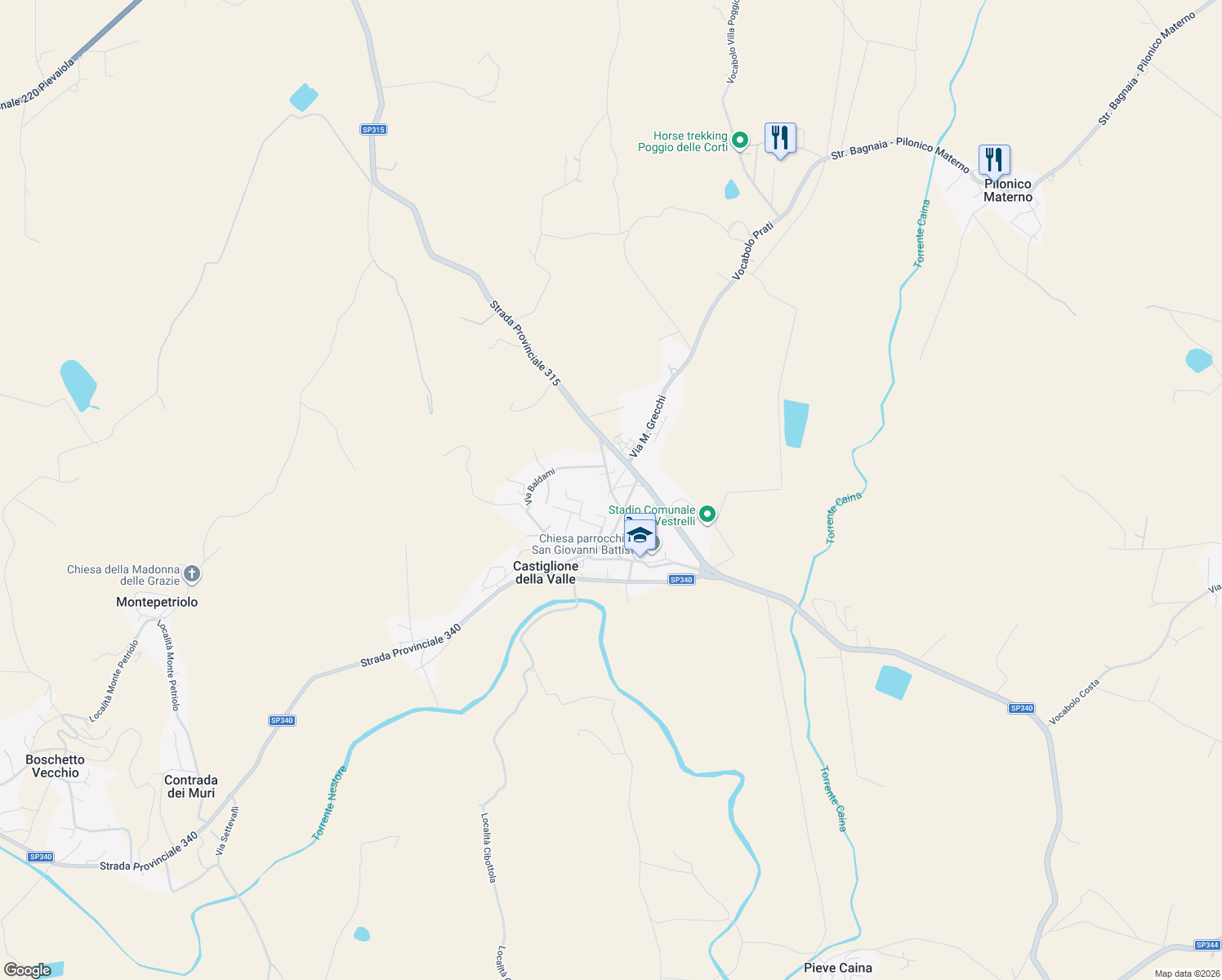 map of restaurants, bars, coffee shops, grocery stores, and more near 2 Via del Pozzaccio in Castiglione della Valle