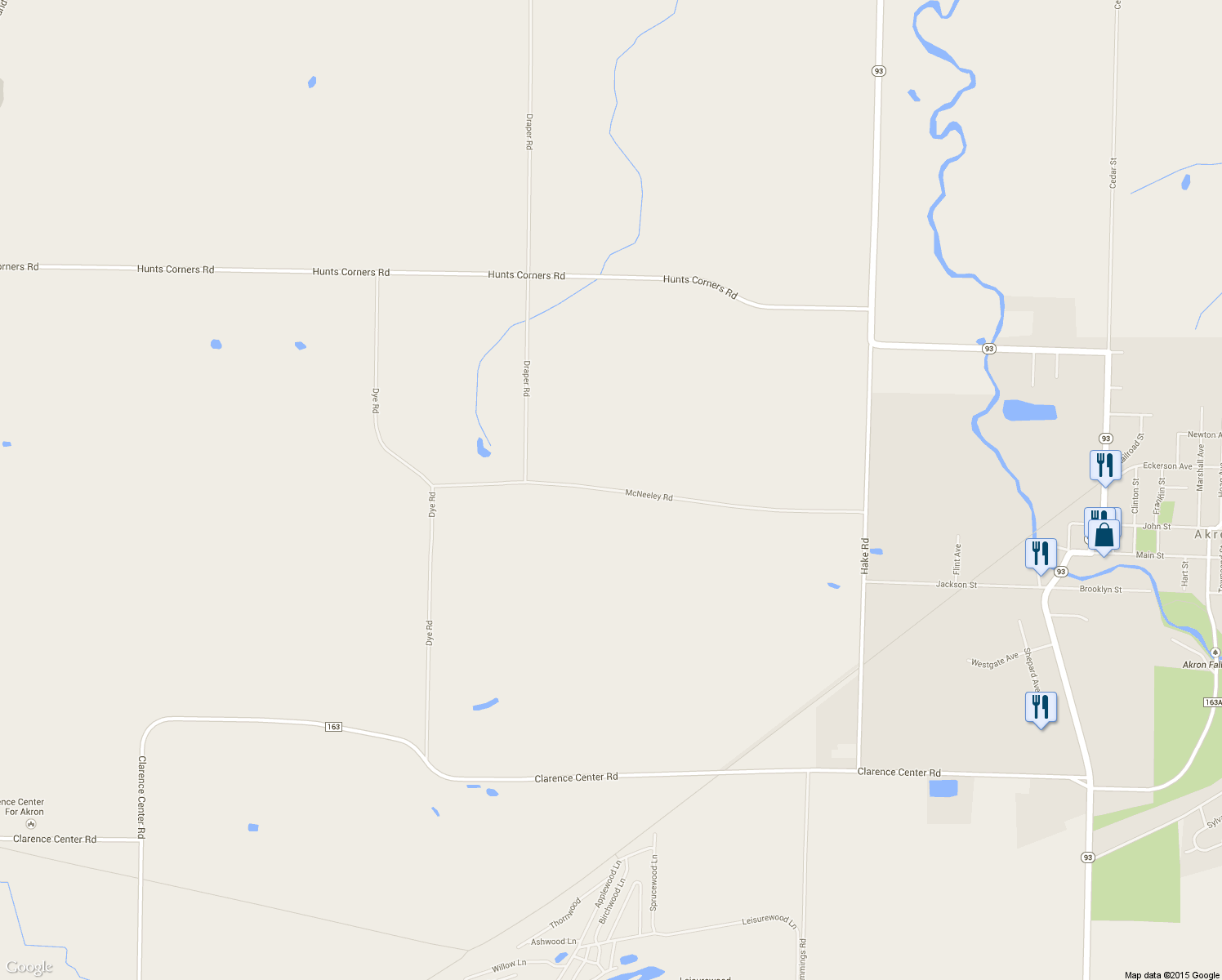 map of restaurants, bars, coffee shops, grocery stores, and more near 12287 McNeeley Road in Akron