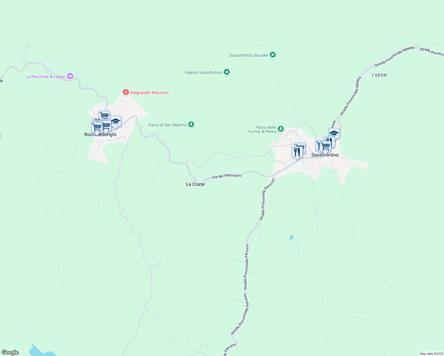 map of restaurants, bars, coffee shops, grocery stores, and more near 16 Via del Seminario in Provincia di Grosseto