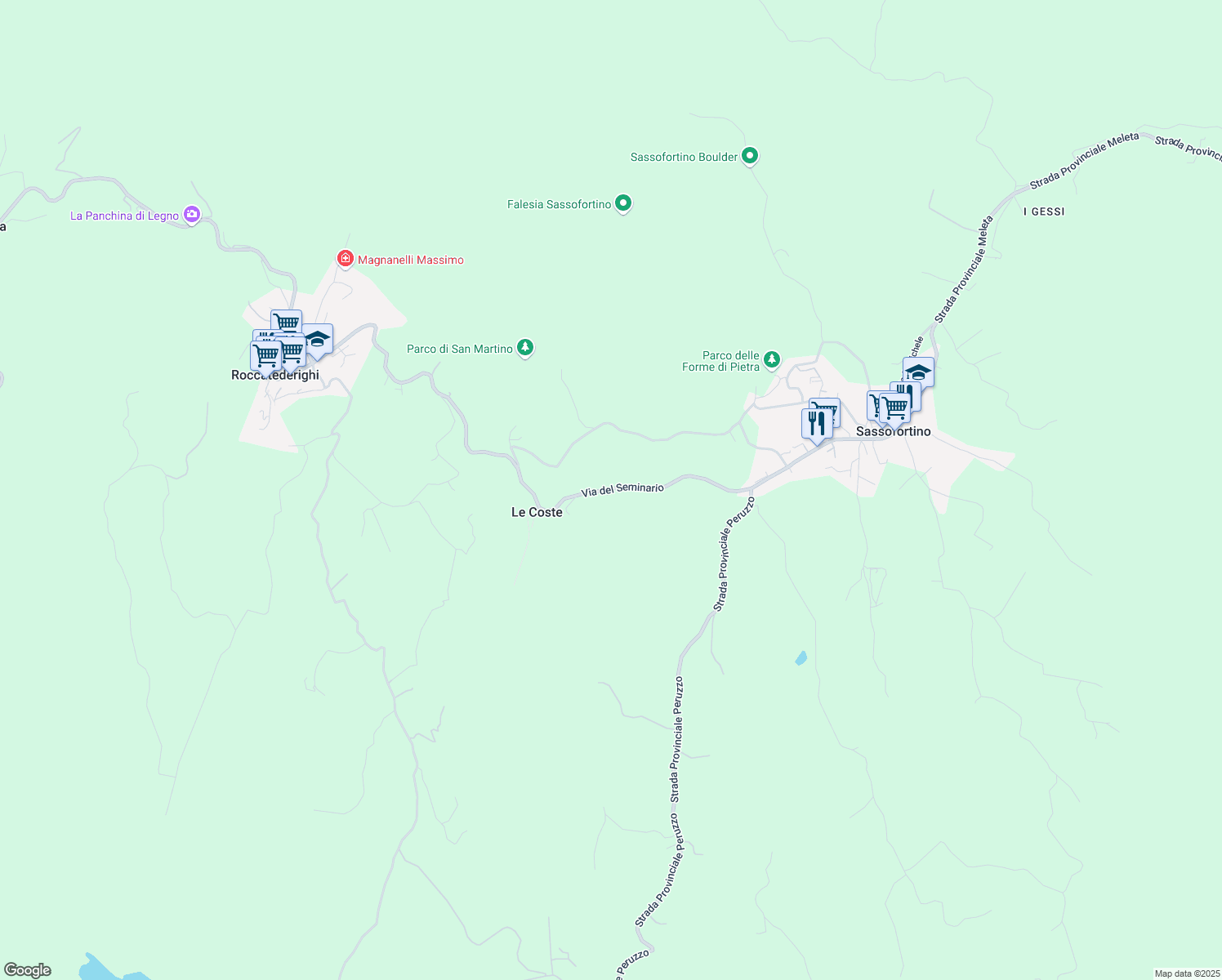 map of restaurants, bars, coffee shops, grocery stores, and more near 16 Via del Seminario in Provincia di Grosseto