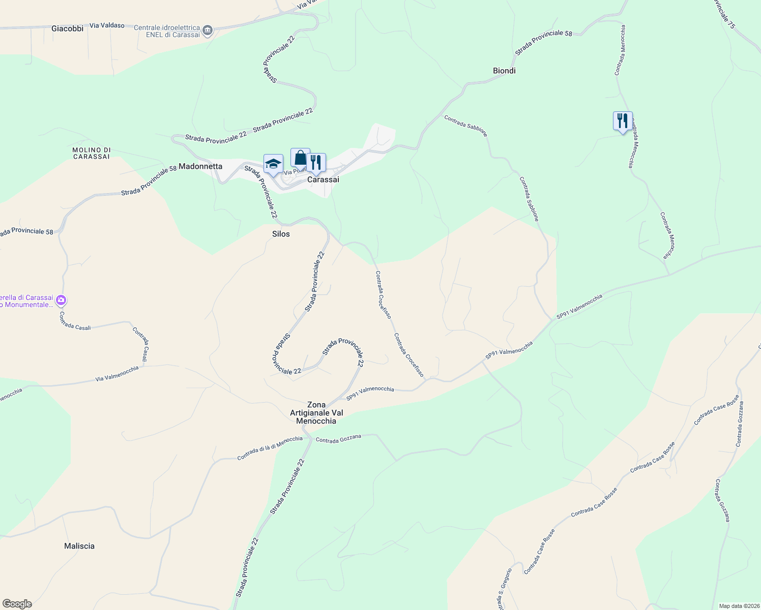 map of restaurants, bars, coffee shops, grocery stores, and more near 20 Contrada Crocefisso in Provincia di Ascoli Piceno