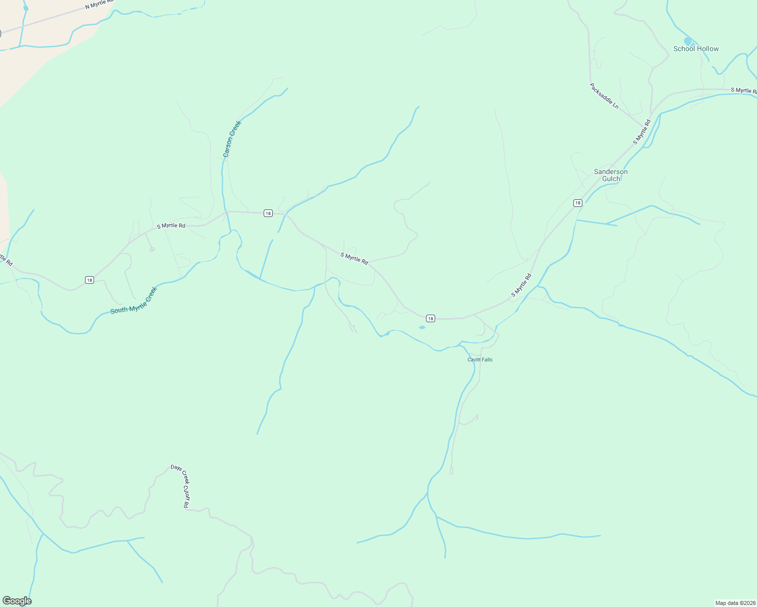 map of restaurants, bars, coffee shops, grocery stores, and more near 4655 South Myrtle Road in Myrtle Creek