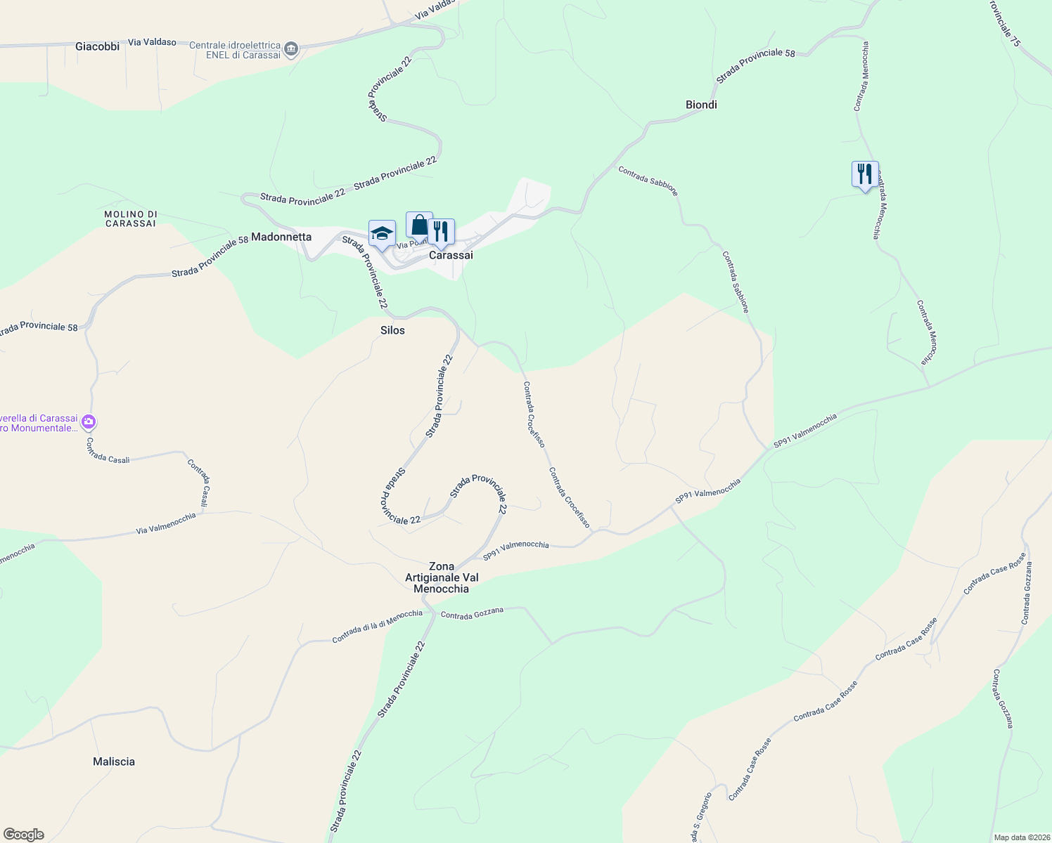 map of restaurants, bars, coffee shops, grocery stores, and more near 20 Contrada Crocefisso in Provincia di Ascoli Piceno