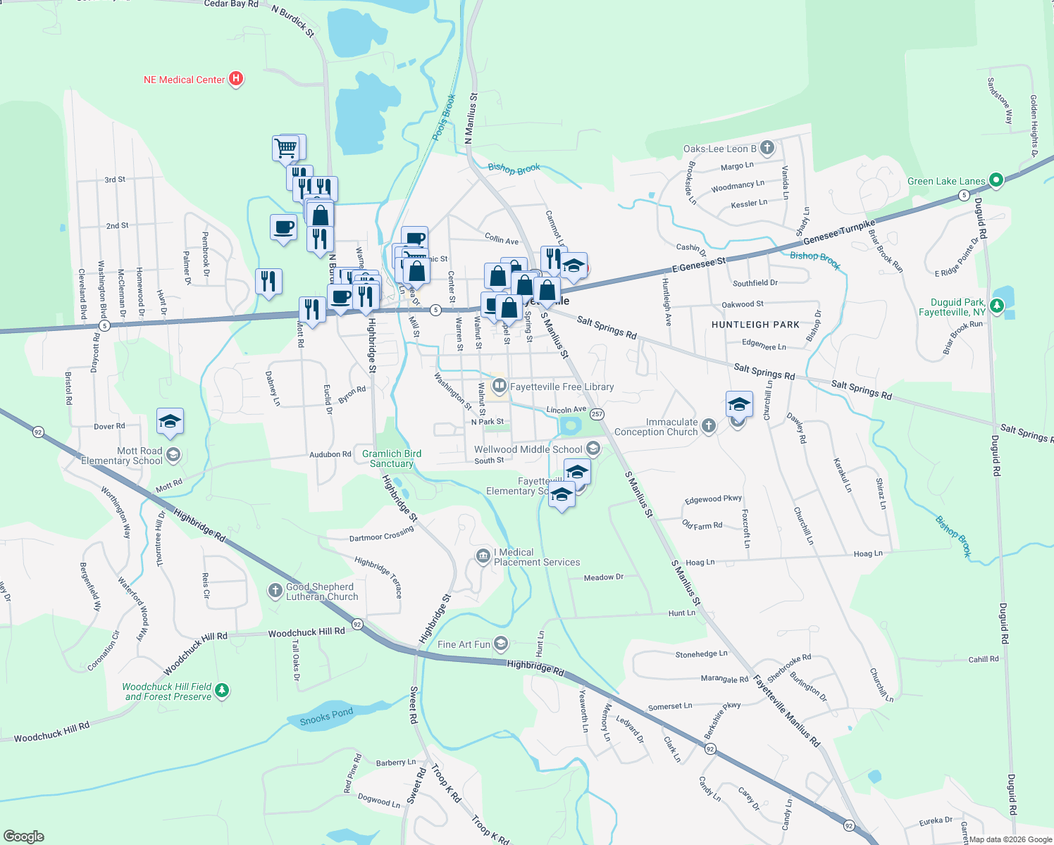 map of restaurants, bars, coffee shops, grocery stores, and more near 508 Spring St in Fayetteville