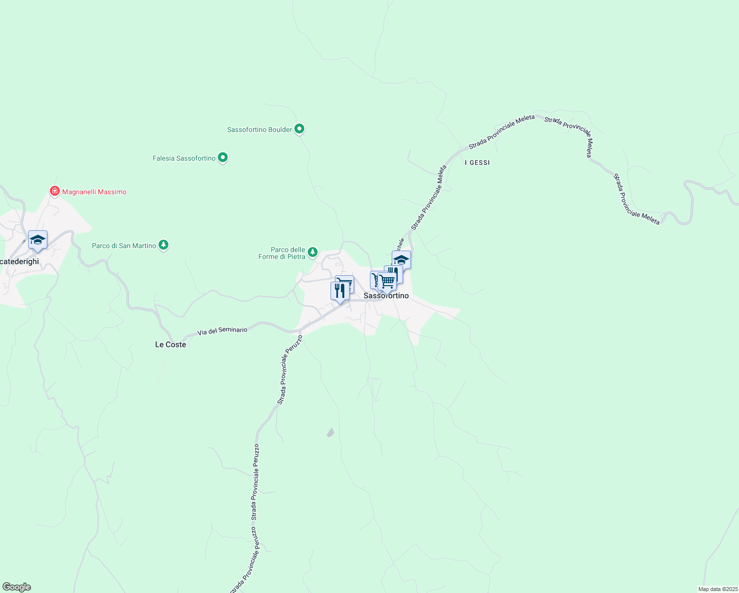 map of restaurants, bars, coffee shops, grocery stores, and more near 20 Via dell'Orfanotrofio in Sassofortino