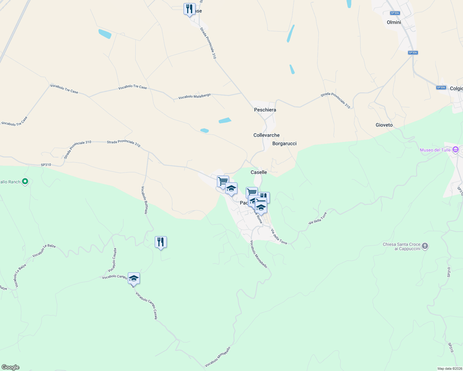map of restaurants, bars, coffee shops, grocery stores, and more near 5 Via di Casina Nova in Paciano