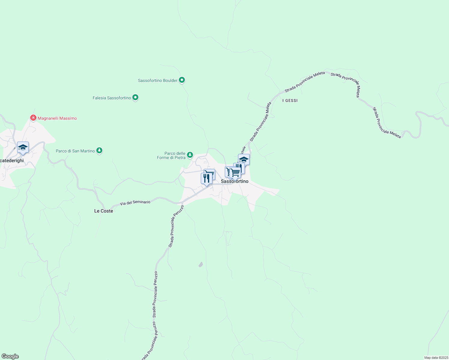 map of restaurants, bars, coffee shops, grocery stores, and more near 20 Via dell'Orfanotrofio in Sassofortino