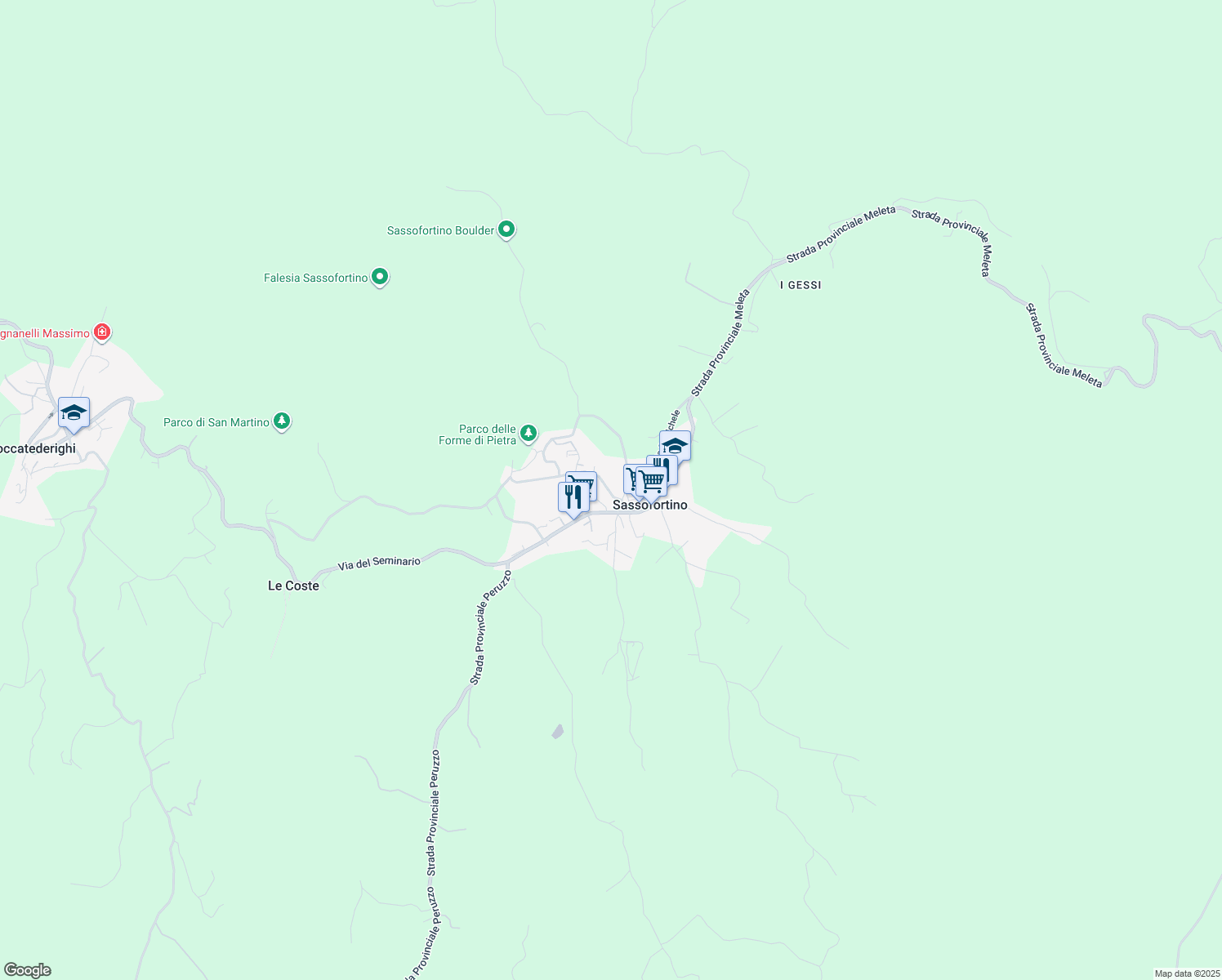 map of restaurants, bars, coffee shops, grocery stores, and more near 20 Via dell'Orfanotrofio in Sassofortino
