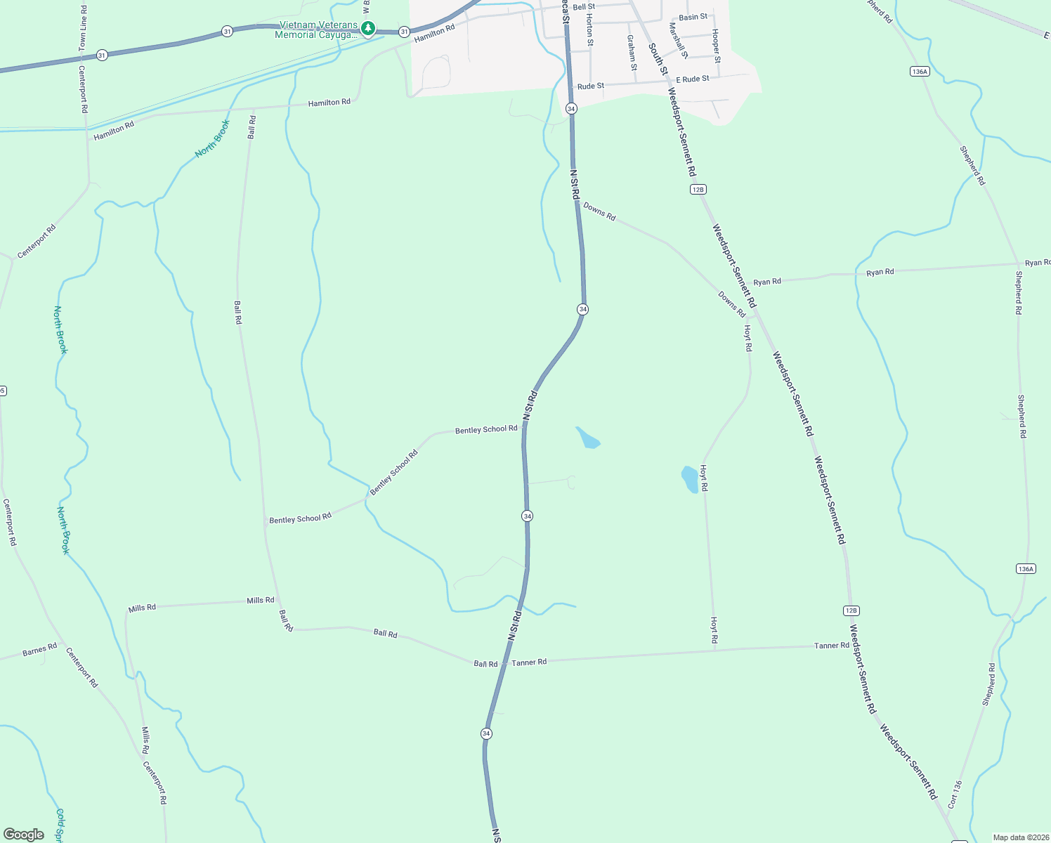 map of restaurants, bars, coffee shops, grocery stores, and more near 8594 N St Rd in Weedsport