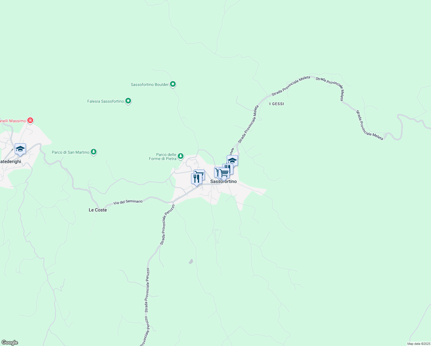 map of restaurants, bars, coffee shops, grocery stores, and more near 20 Via dell'Orfanotrofio in Sassofortino