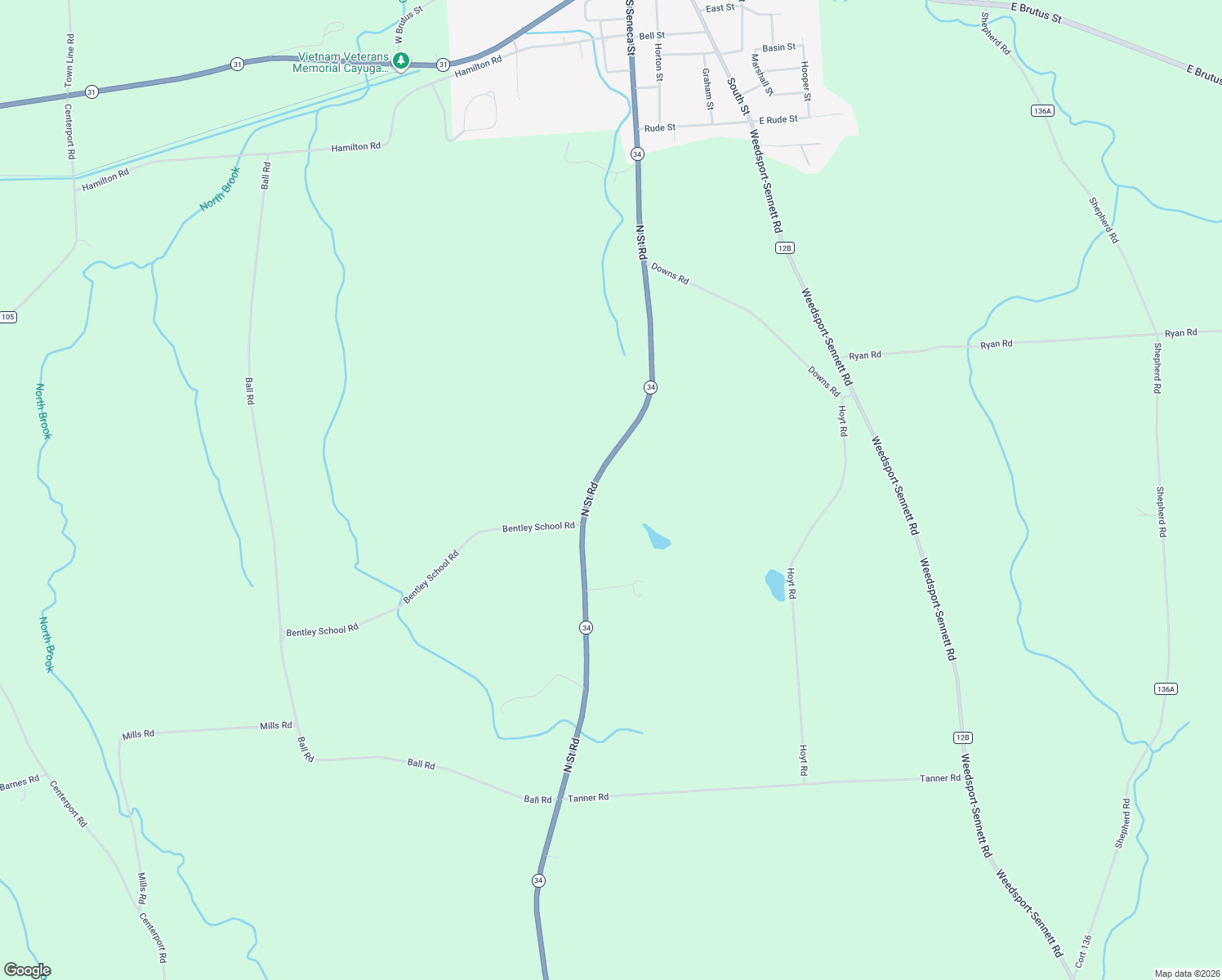 map of restaurants, bars, coffee shops, grocery stores, and more near 8594 North Street Road in Weedsport