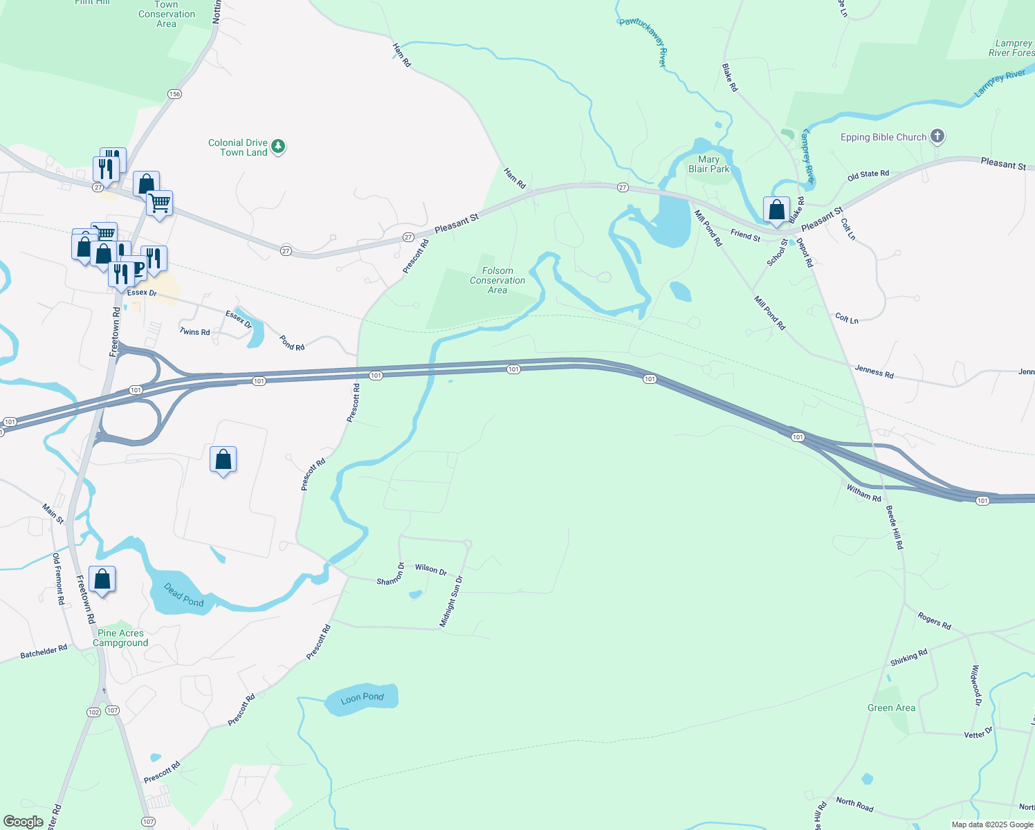 map of restaurants, bars, coffee shops, grocery stores, and more near 29A Hunter Drive in Epping